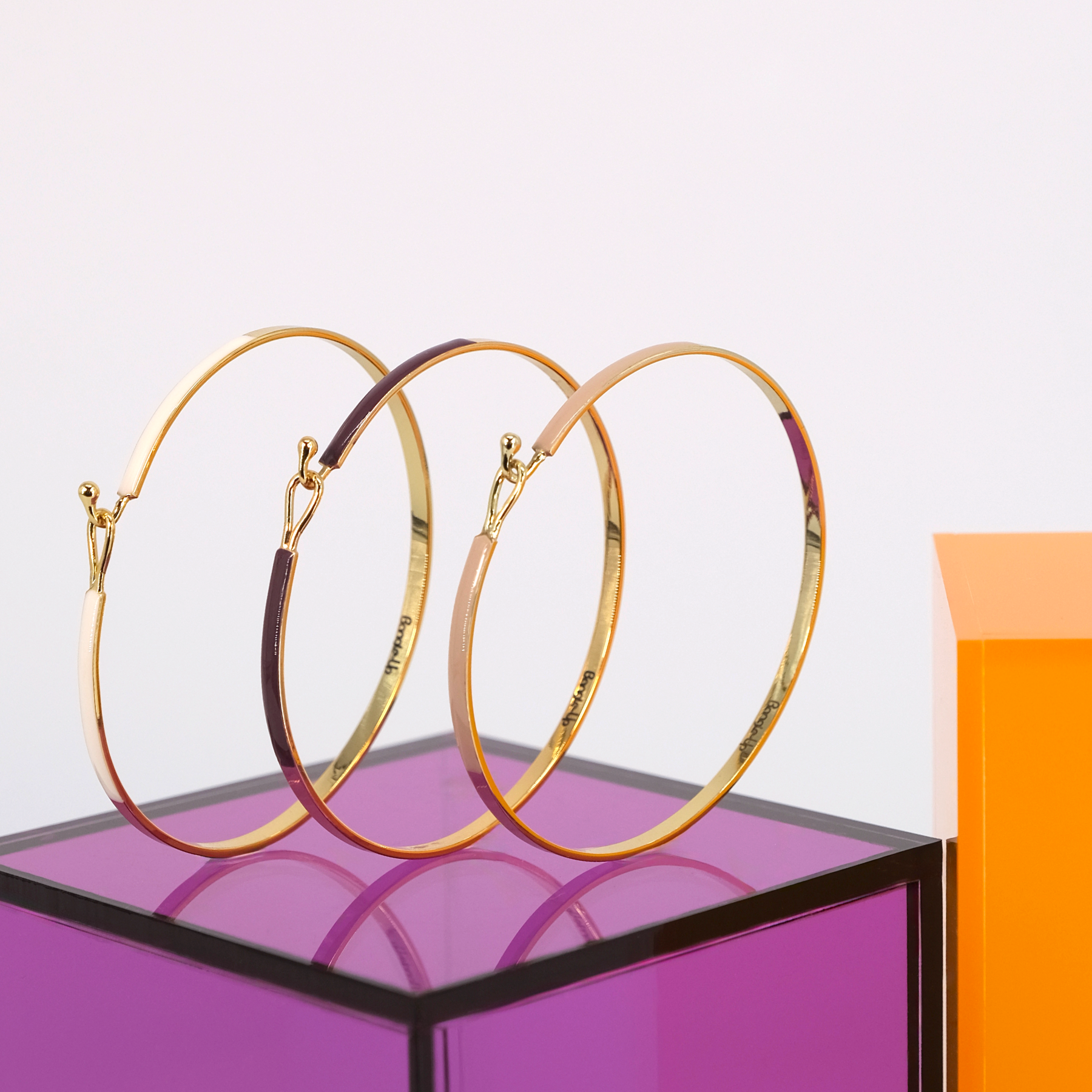 Coffret 3 Bracelets Lily - Blanc Sable, Beige Mastic et Prune