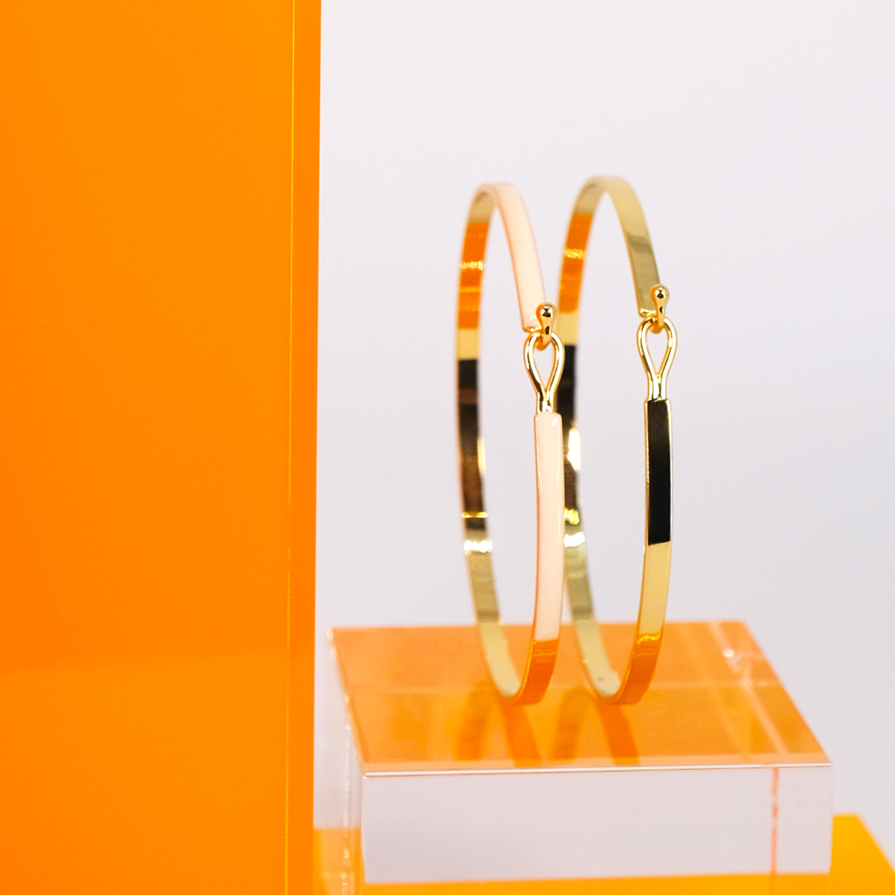 Box of 2 Lily bracelets - Sand white / Light gold