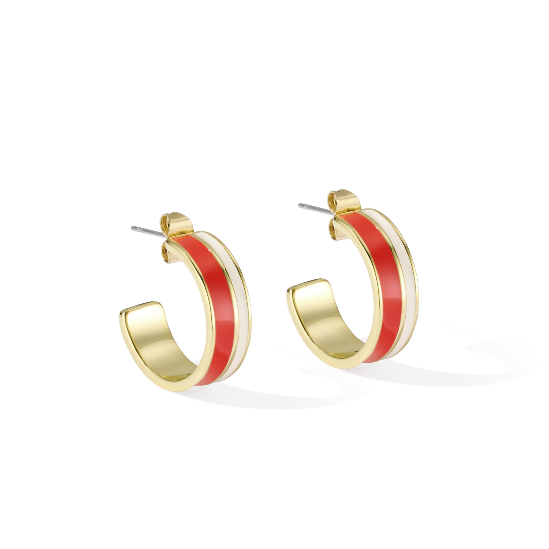 Bangle Hoop Earrings - White Sand / Tangerine