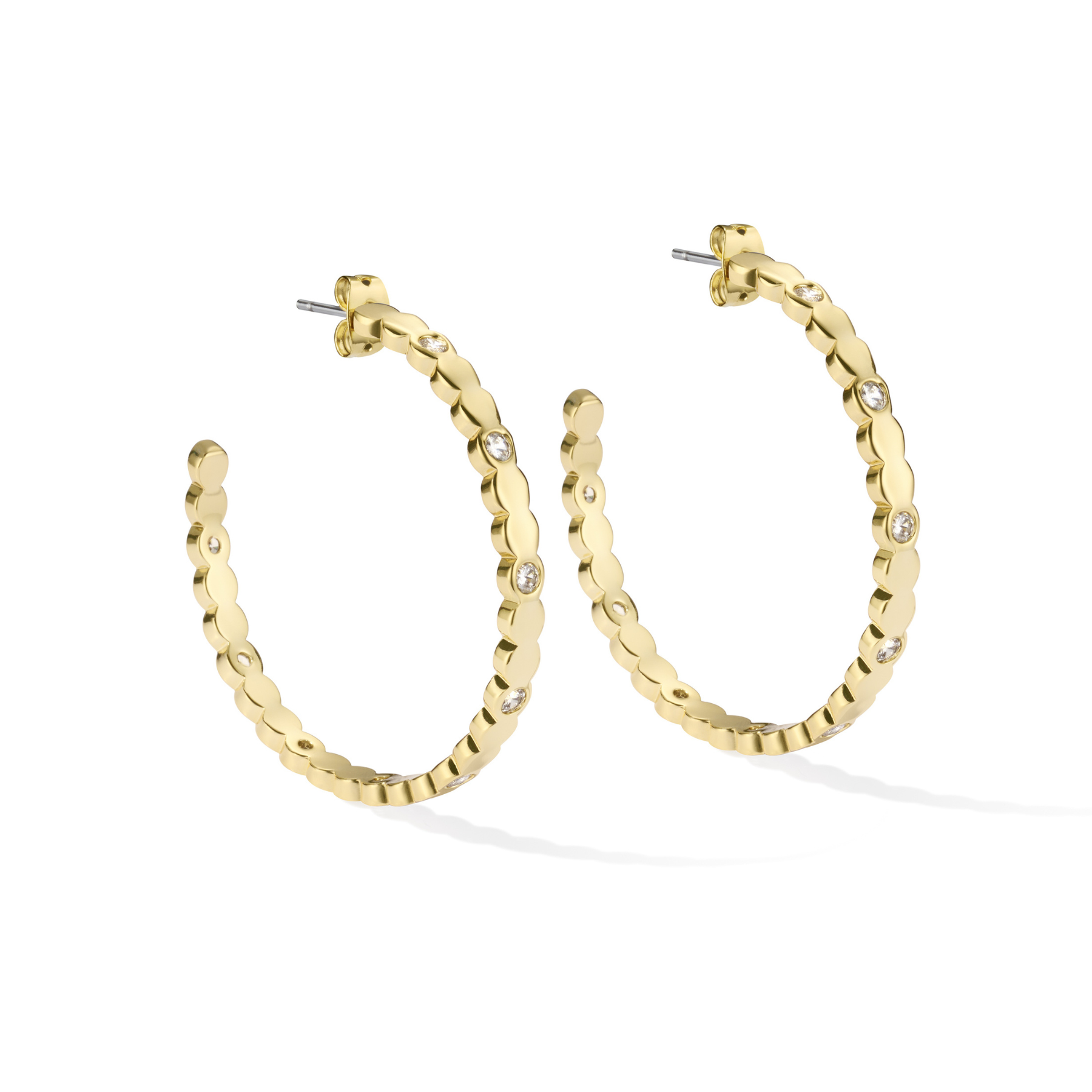 Lumi Hoop Earrings - Light Gold and Zircons