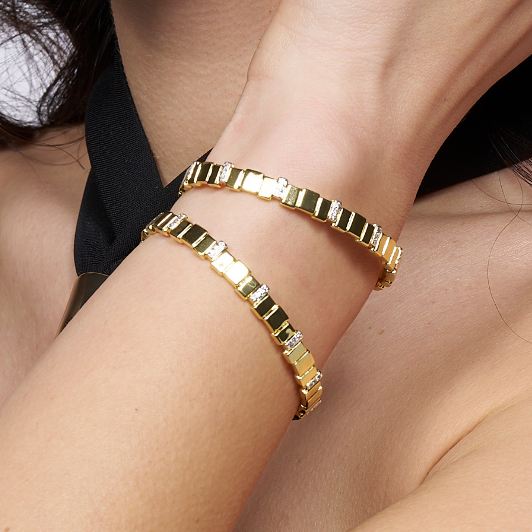Inès Multi Thin Bangle - Light Gold