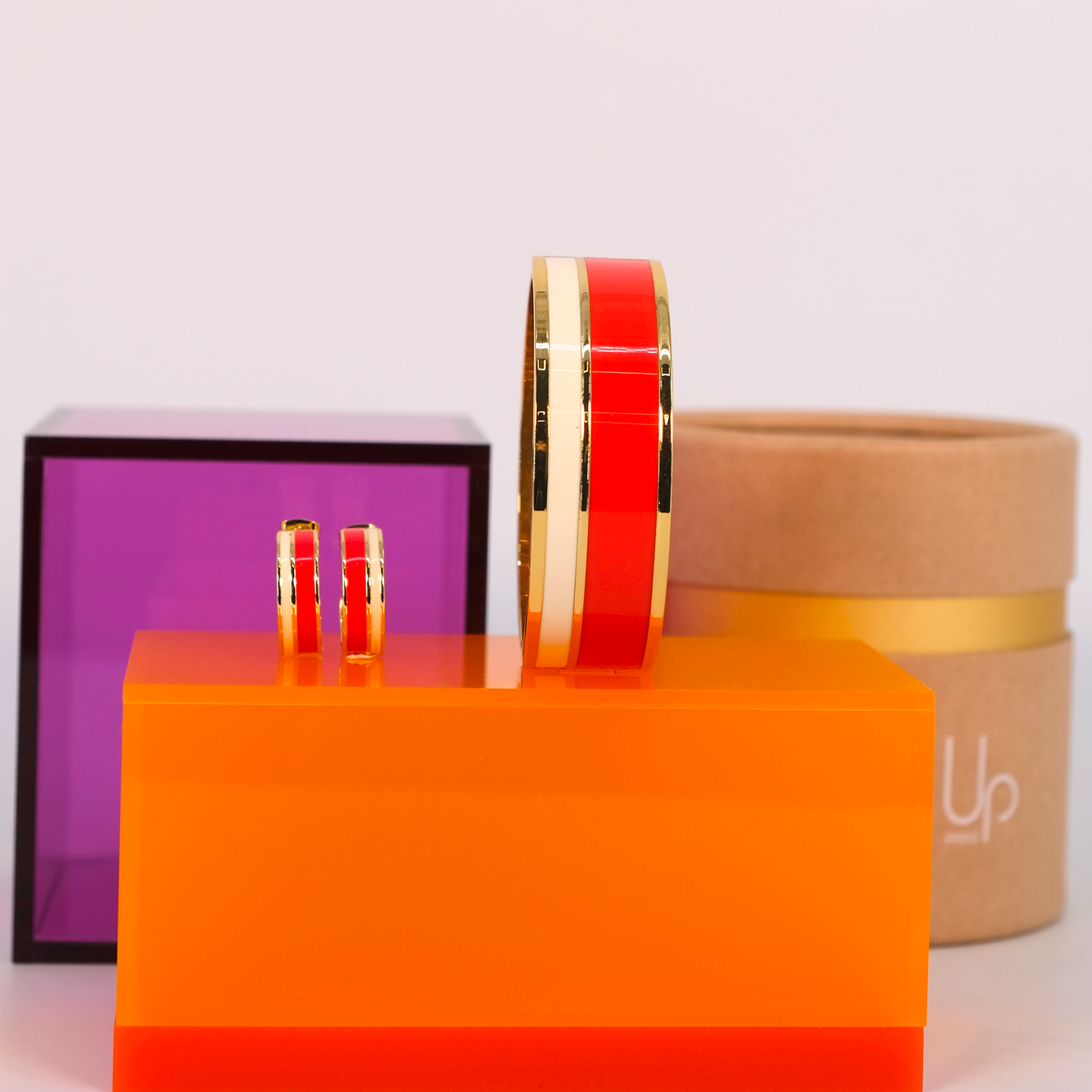 Coffret Bracelet et Créoles Vaporetto - Orange Tangerine