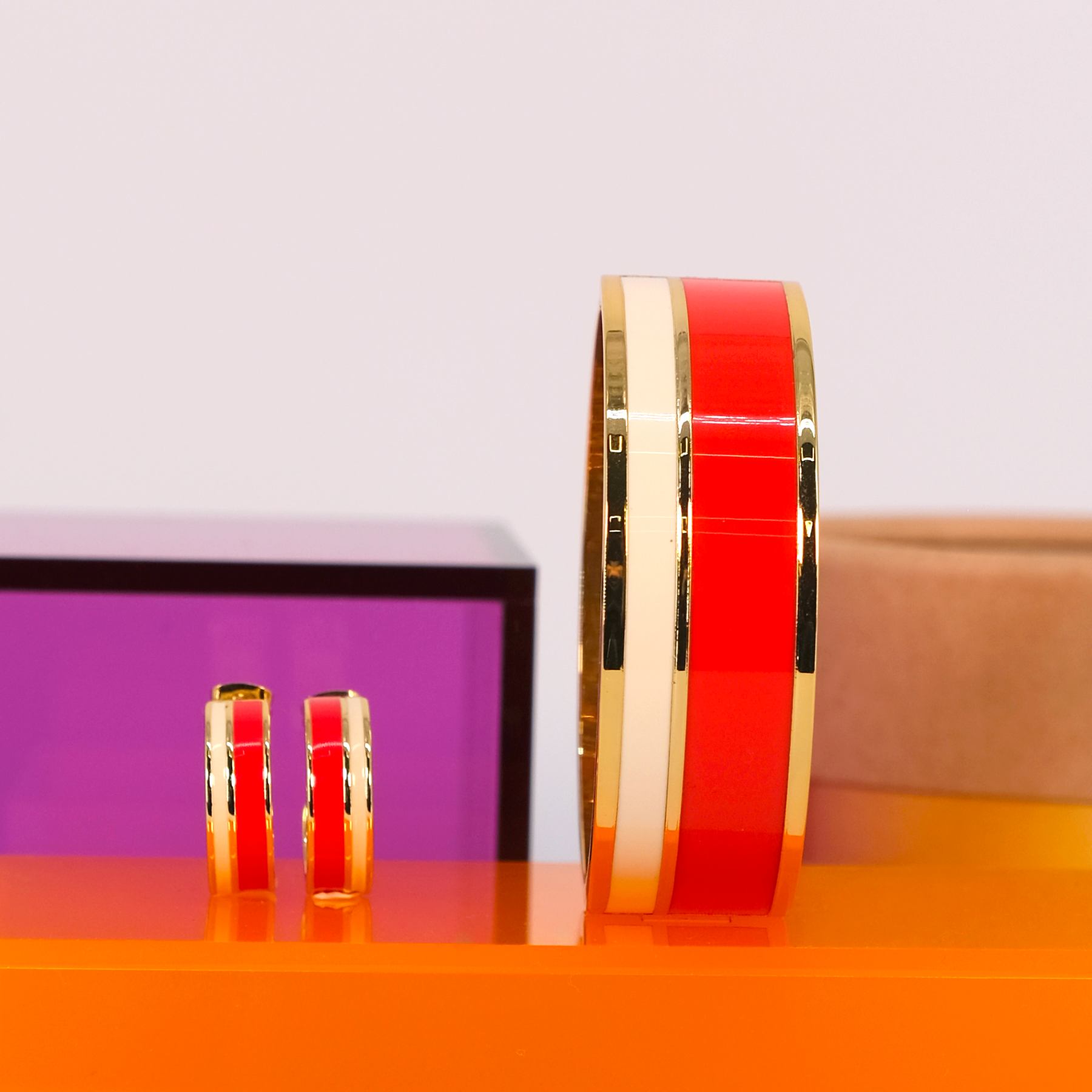 Vaporetto Bracelet and Ring Set - Orange Tangerine