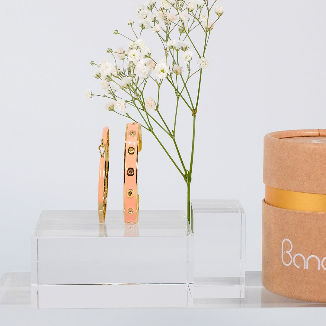 Coffret FÊTE DES MERES : Jonc GEM et Bracelet Lily - Orange Corail
