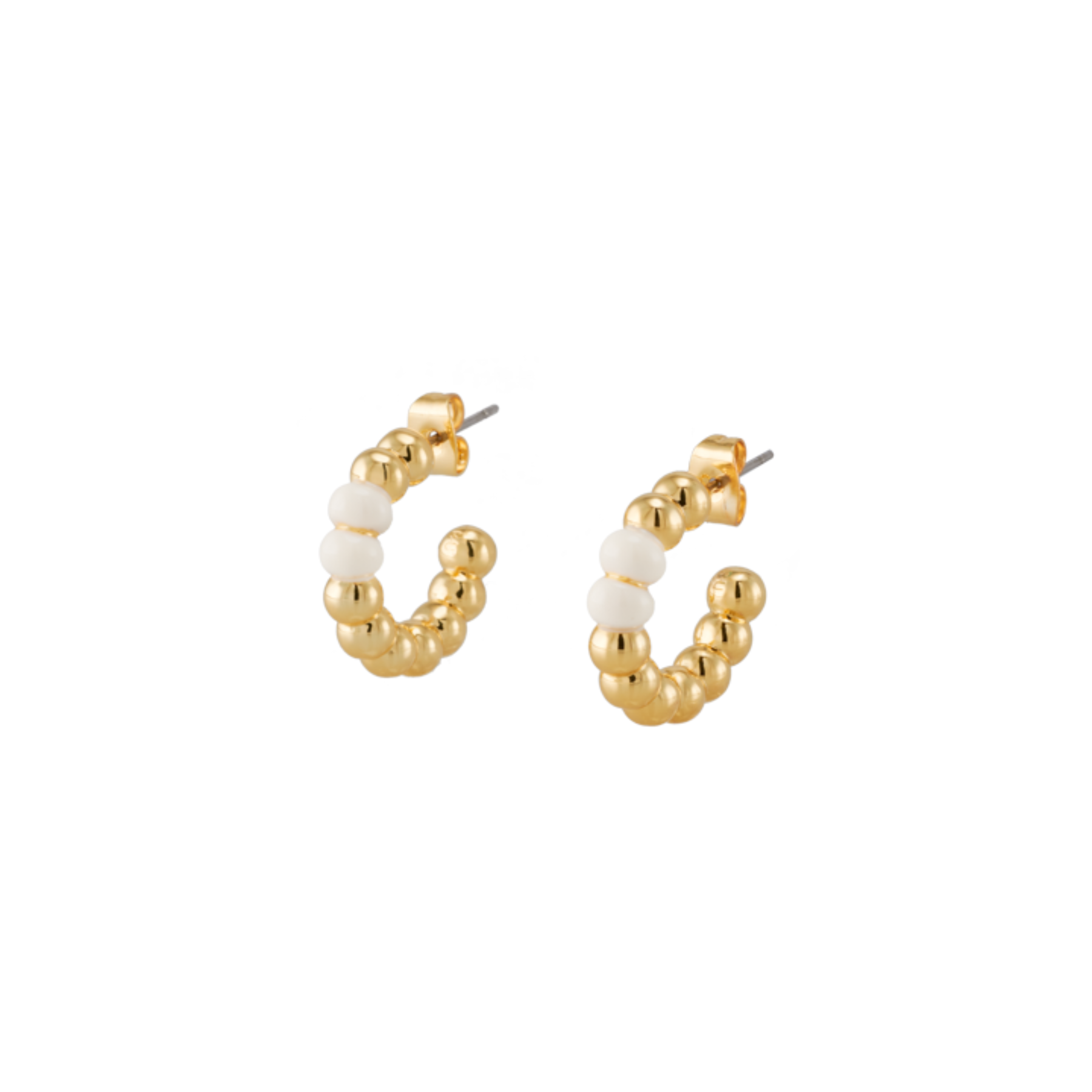 Mini Lumi Pearl Hoop Earrings - Sand White