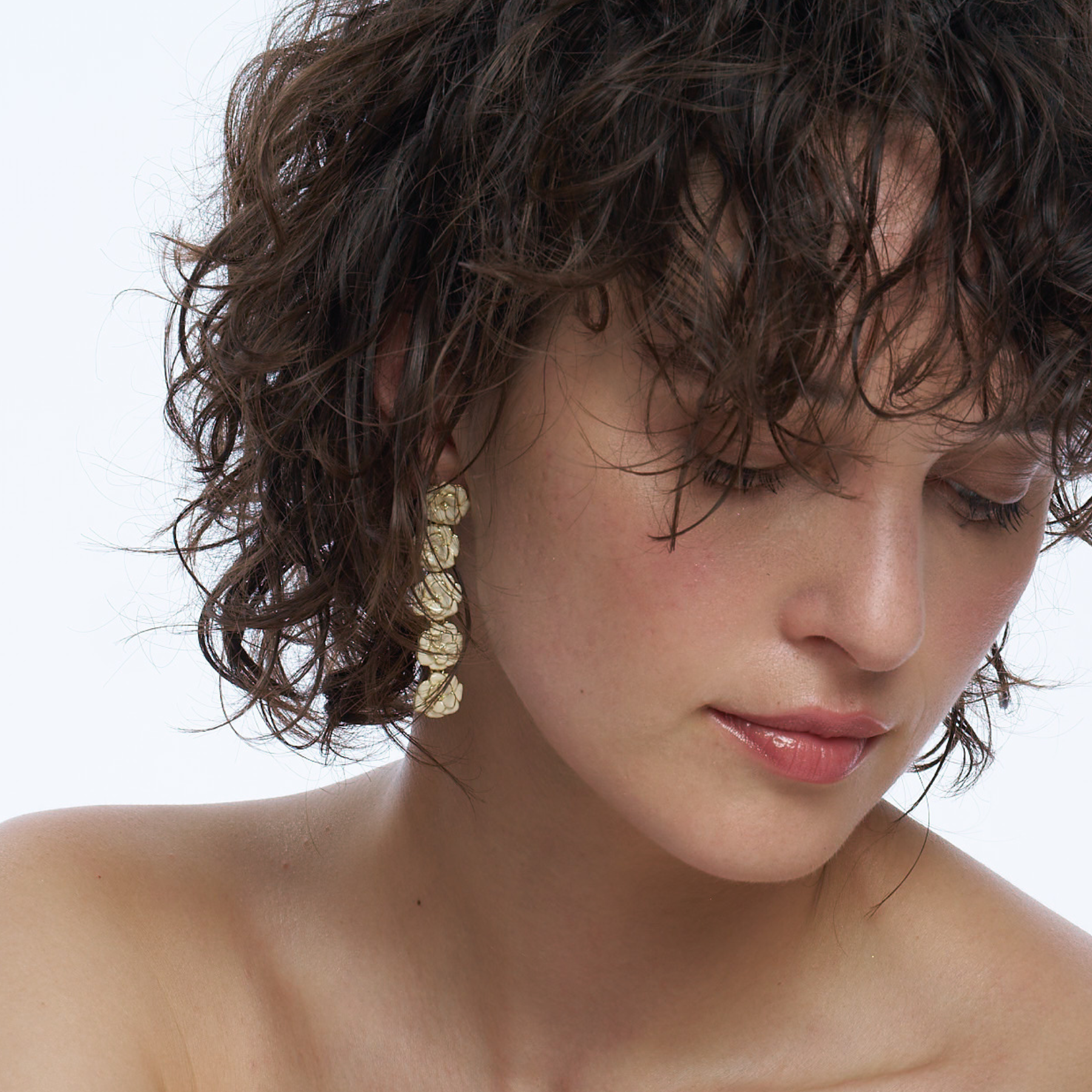 Peony Earrings - Sand White