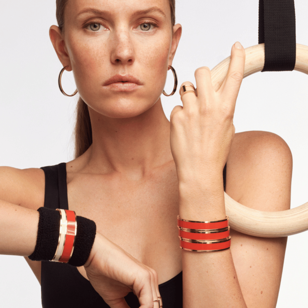 Bracelet Vaporetto - Orange Tangerine / Blanc Sable - Bangle-Up