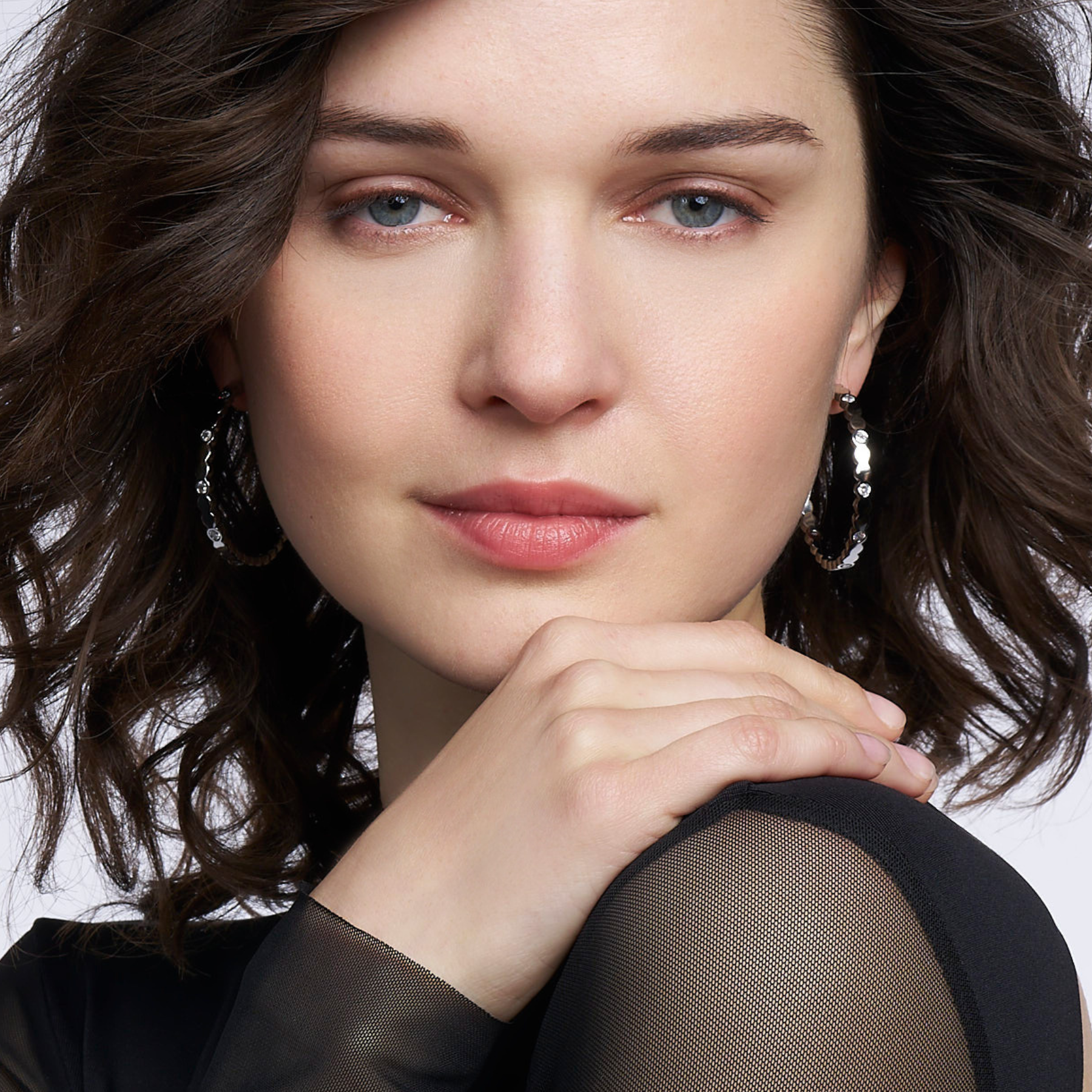Lumi Hoop Earrings - Silver and Zircons