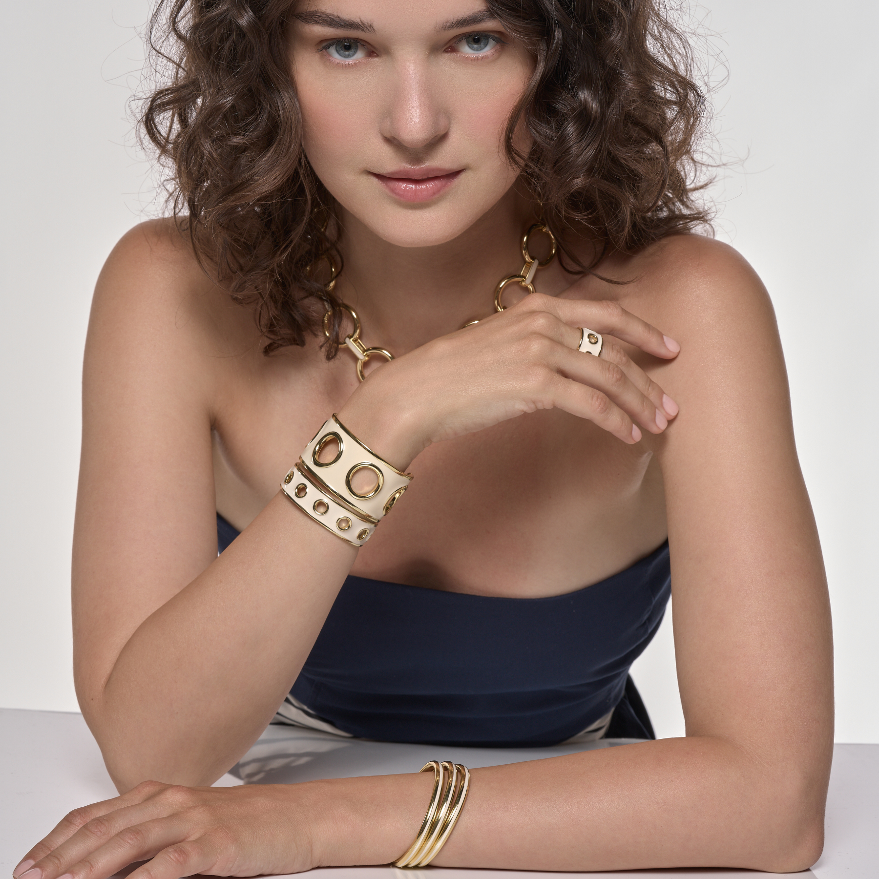 Eyelet Cuff Bracelet - Sand White