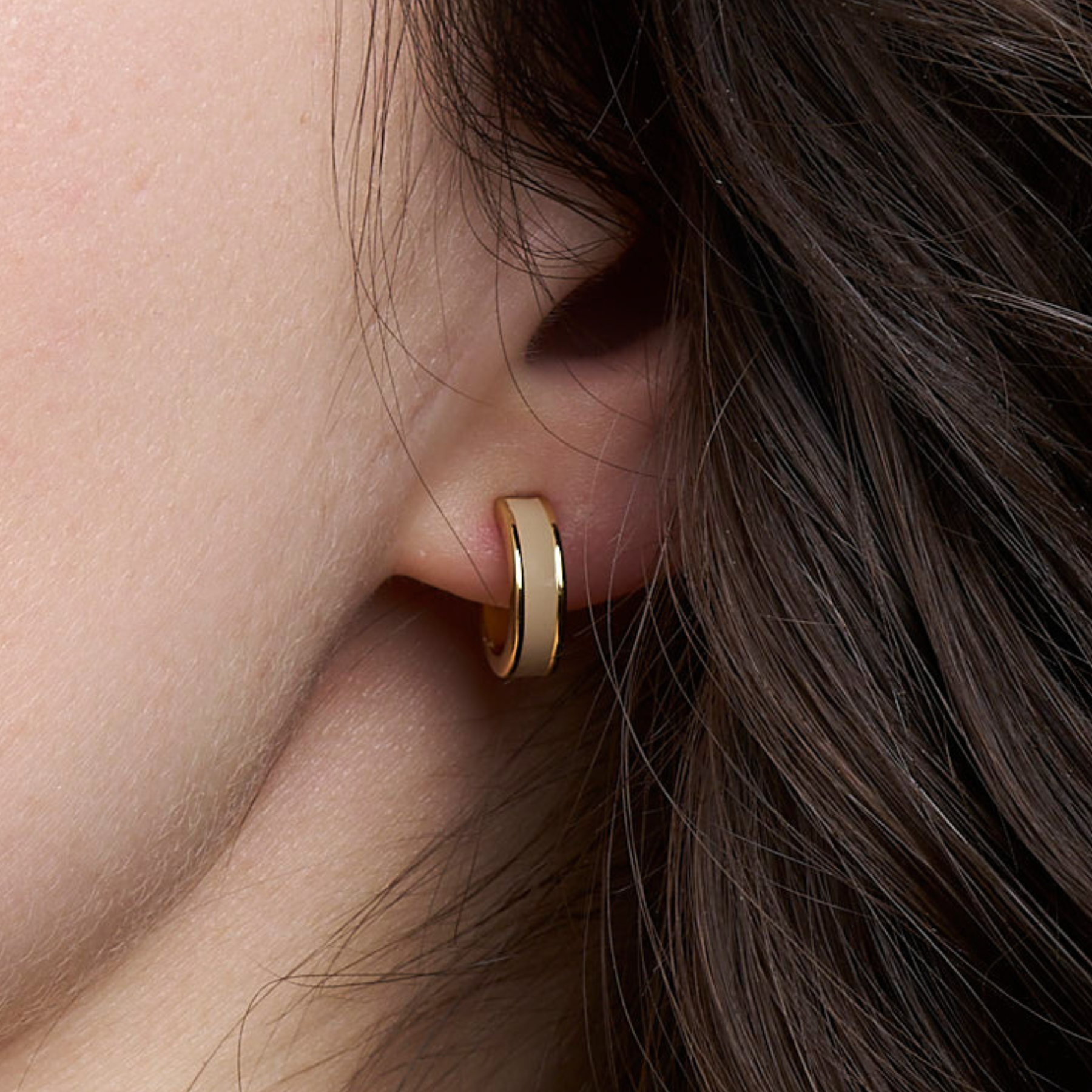 Mini Créoles Bangle - Beige Mastic