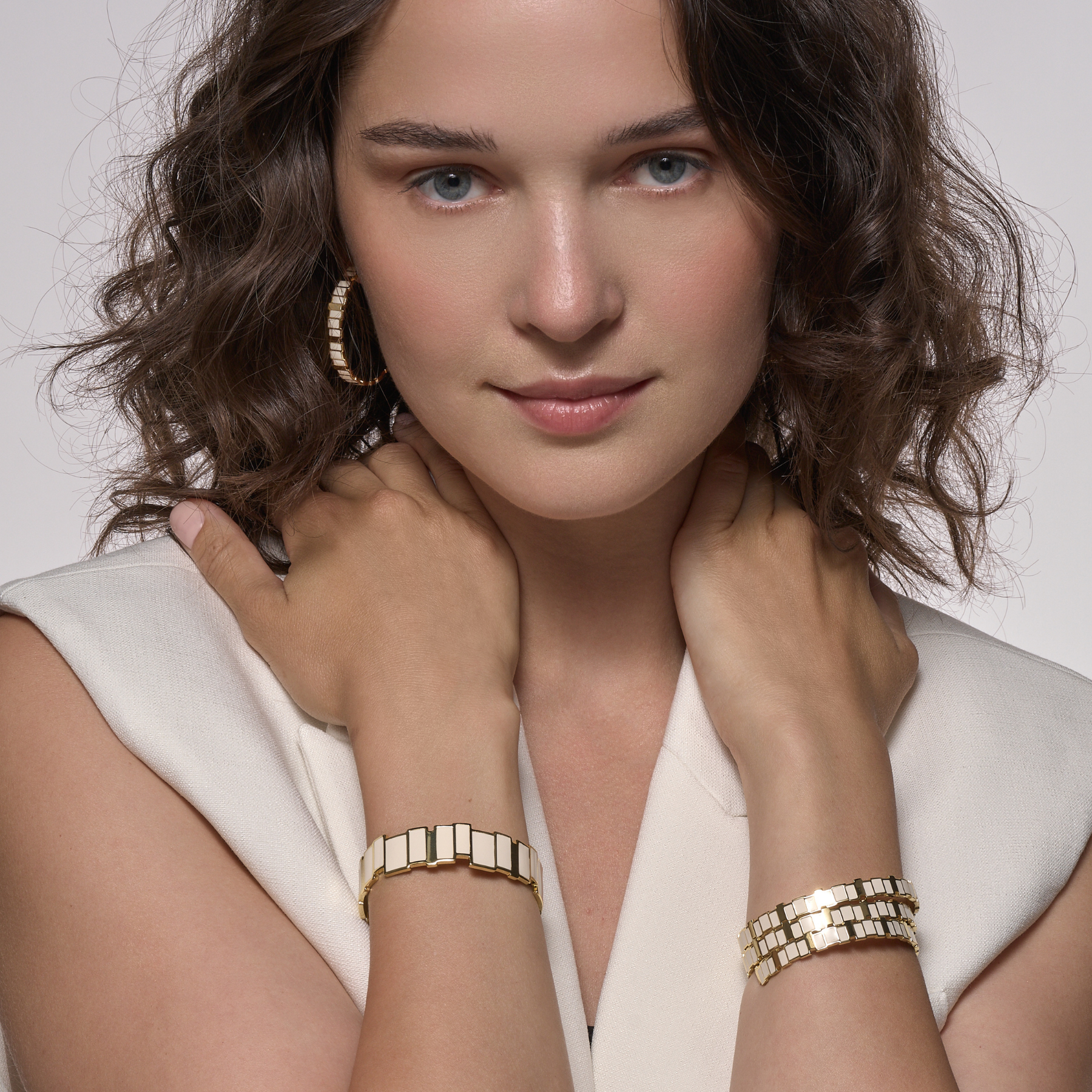 Inès Multicolor Creoles - Sand White