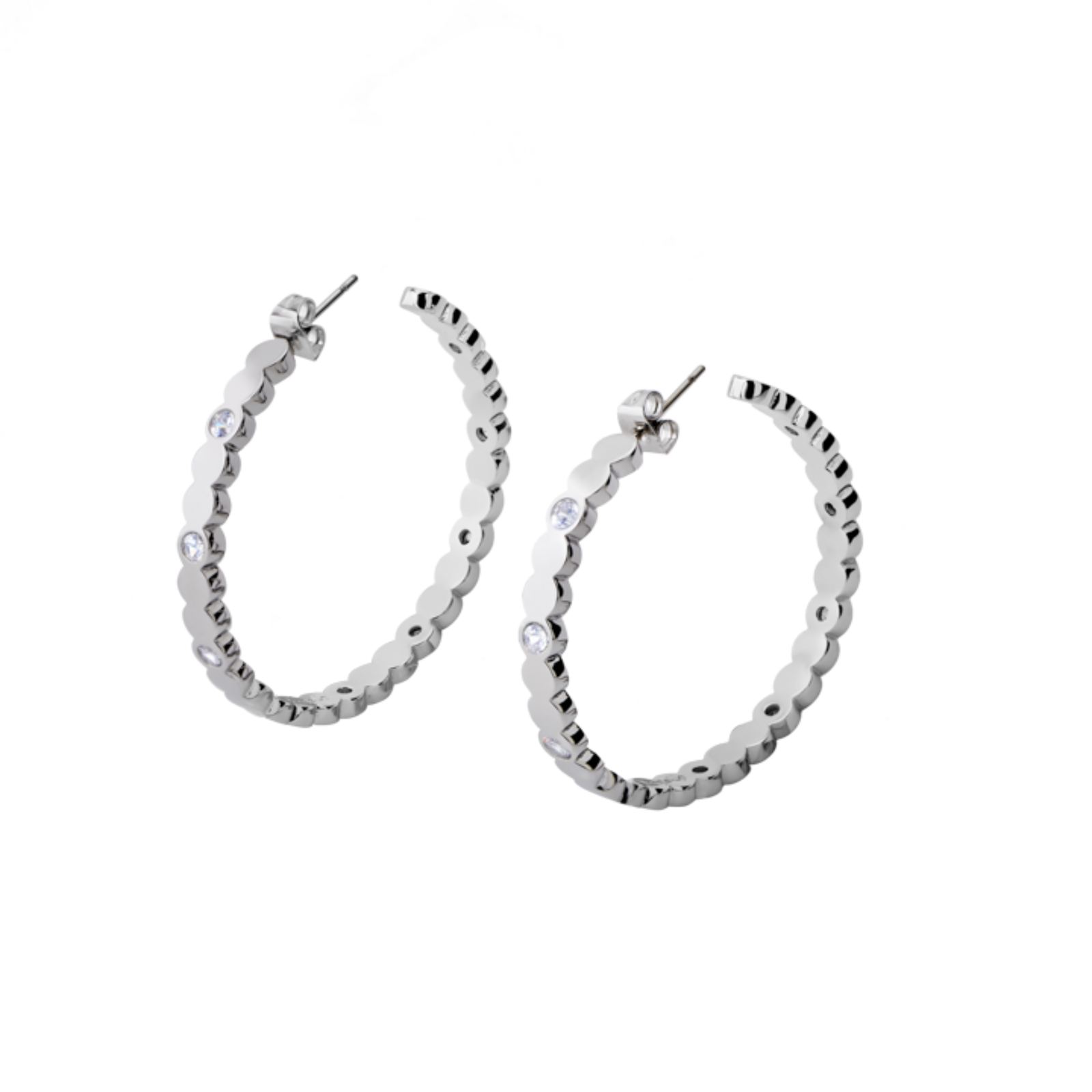 Créoles Lumi - Argent et Zircons - Bangle-Up