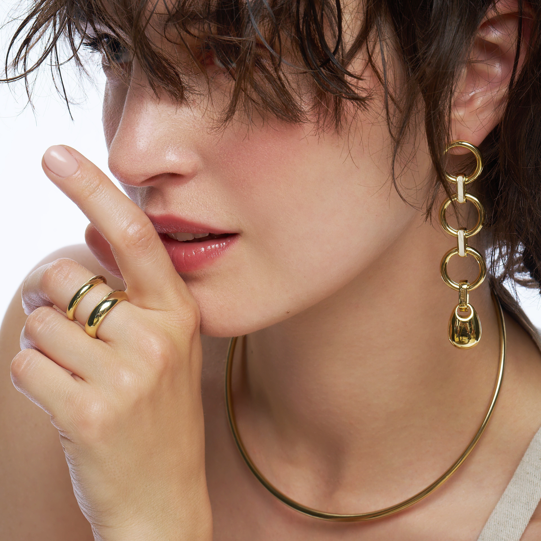 EYELET Earrings - Sand White