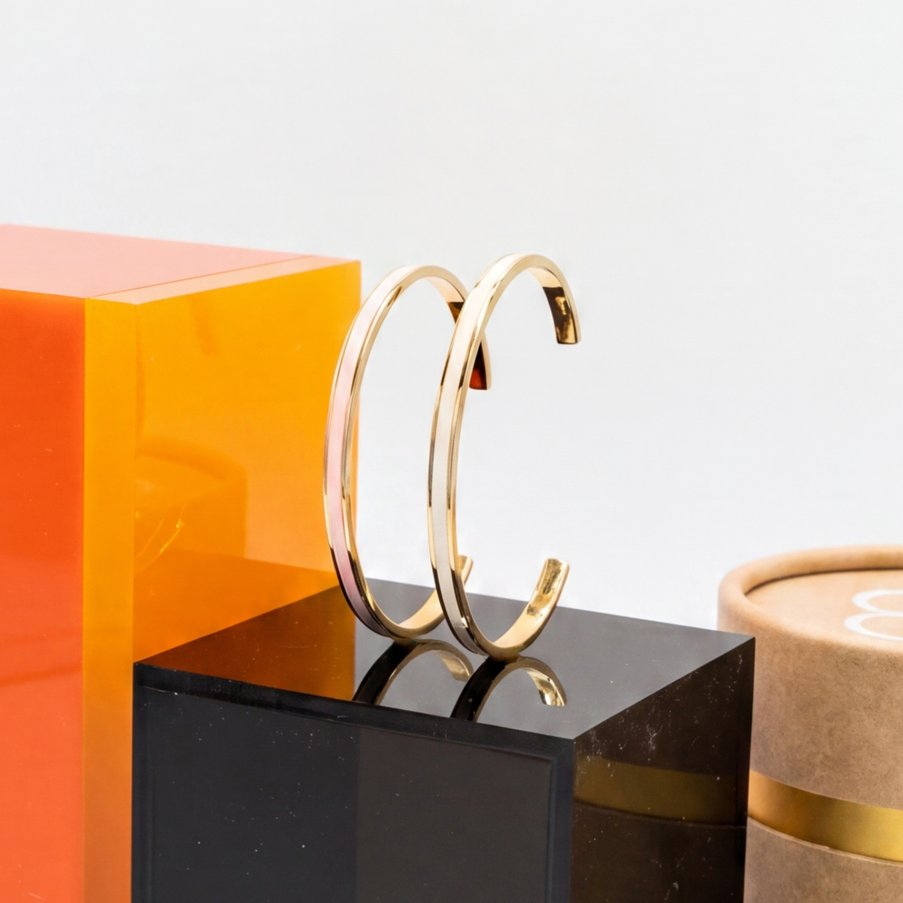 Coffret duo de joncs Bangle - Blanc Sable / Rose Coton