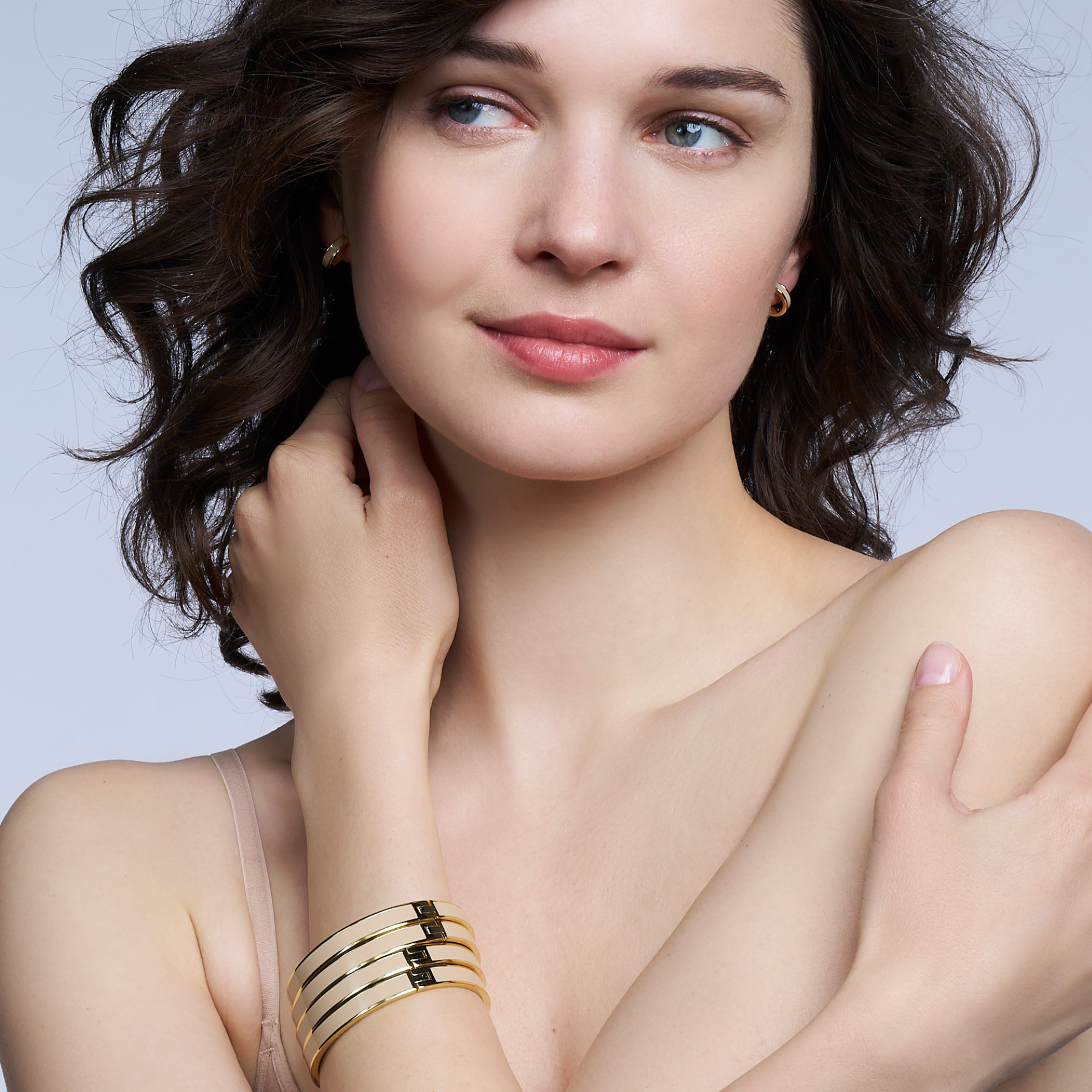 Mini Créoles Bangle - Beige Mastic