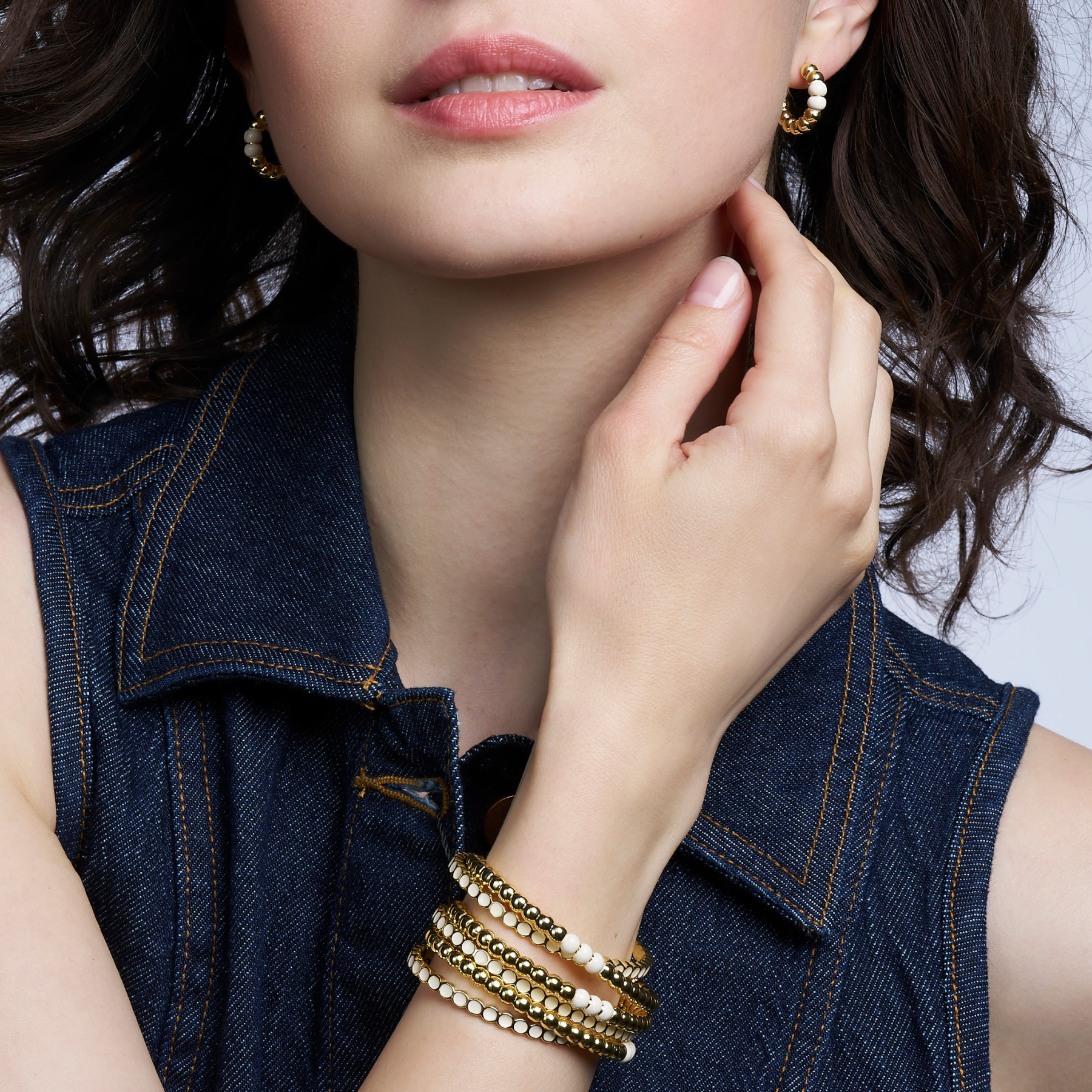 Lumi Pearl Bangle - Sand White