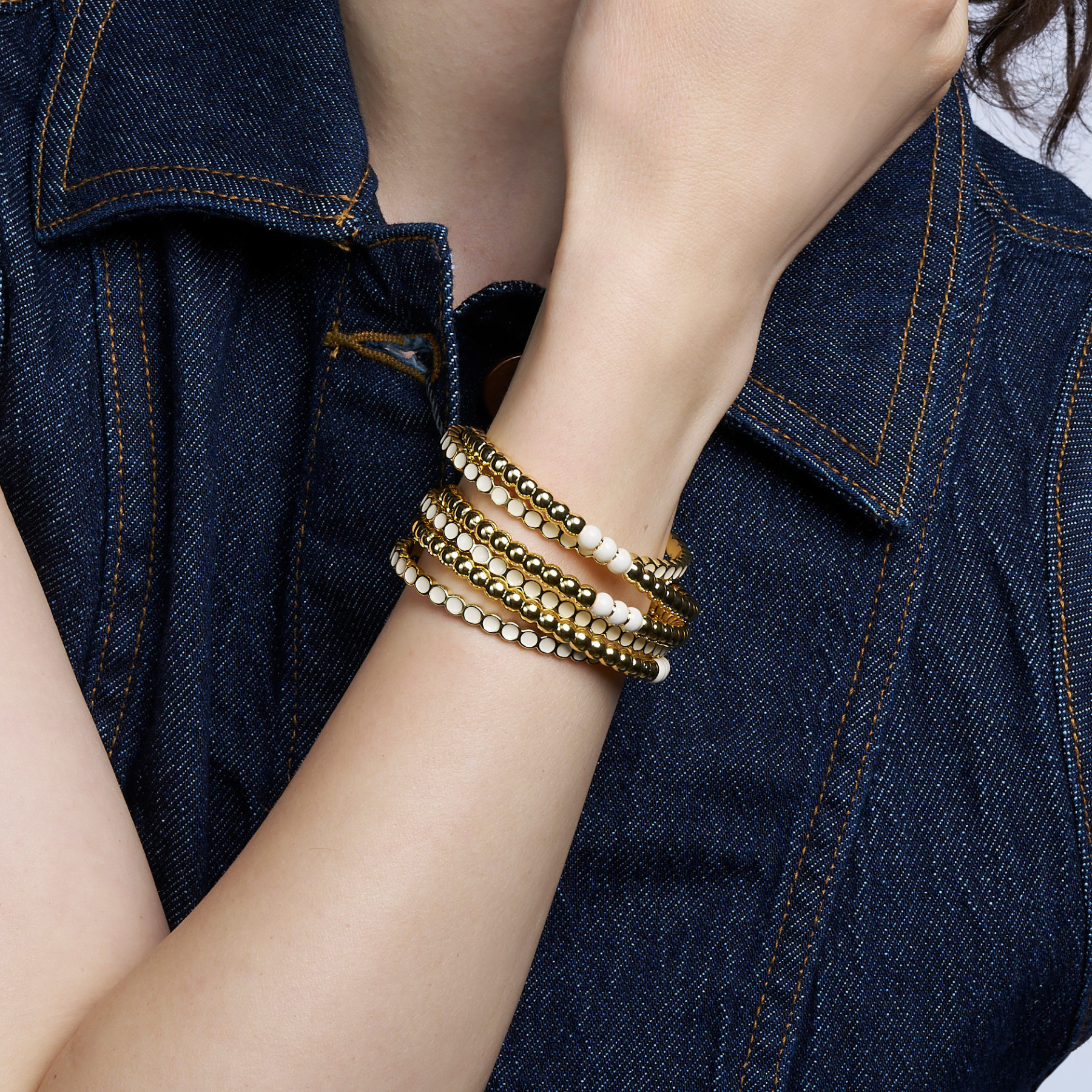 Lumi Pearl Bangle - Sand White
