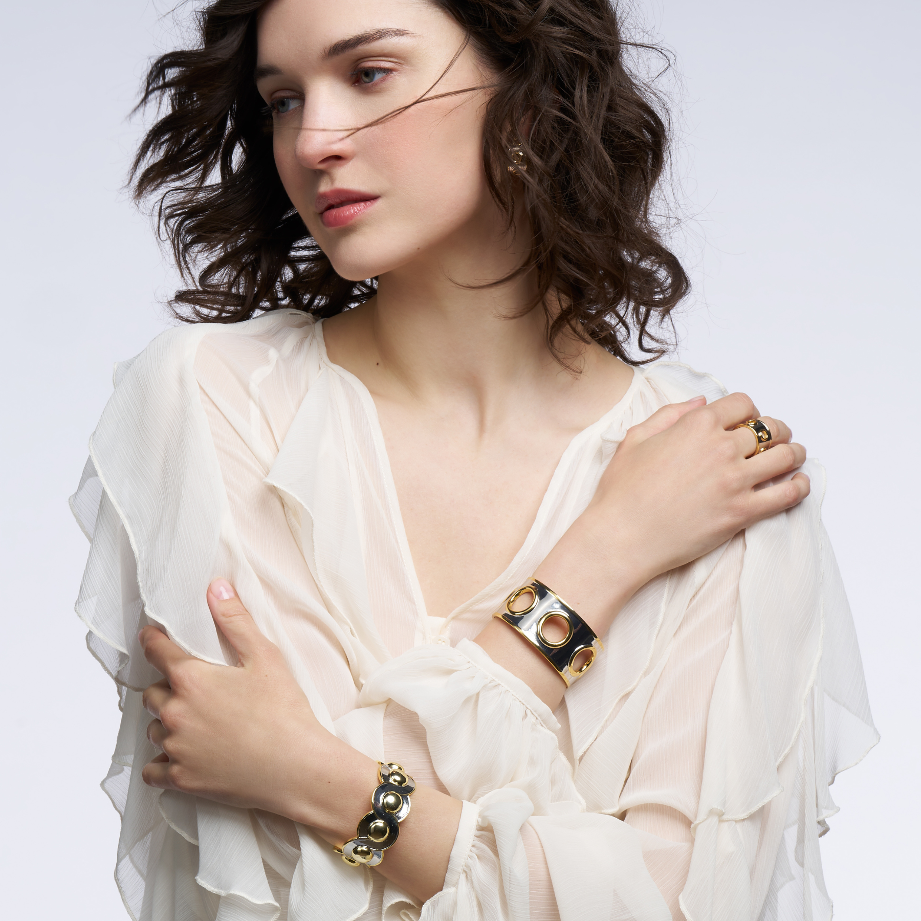 Moon bangle - Light Gold & Rhodium