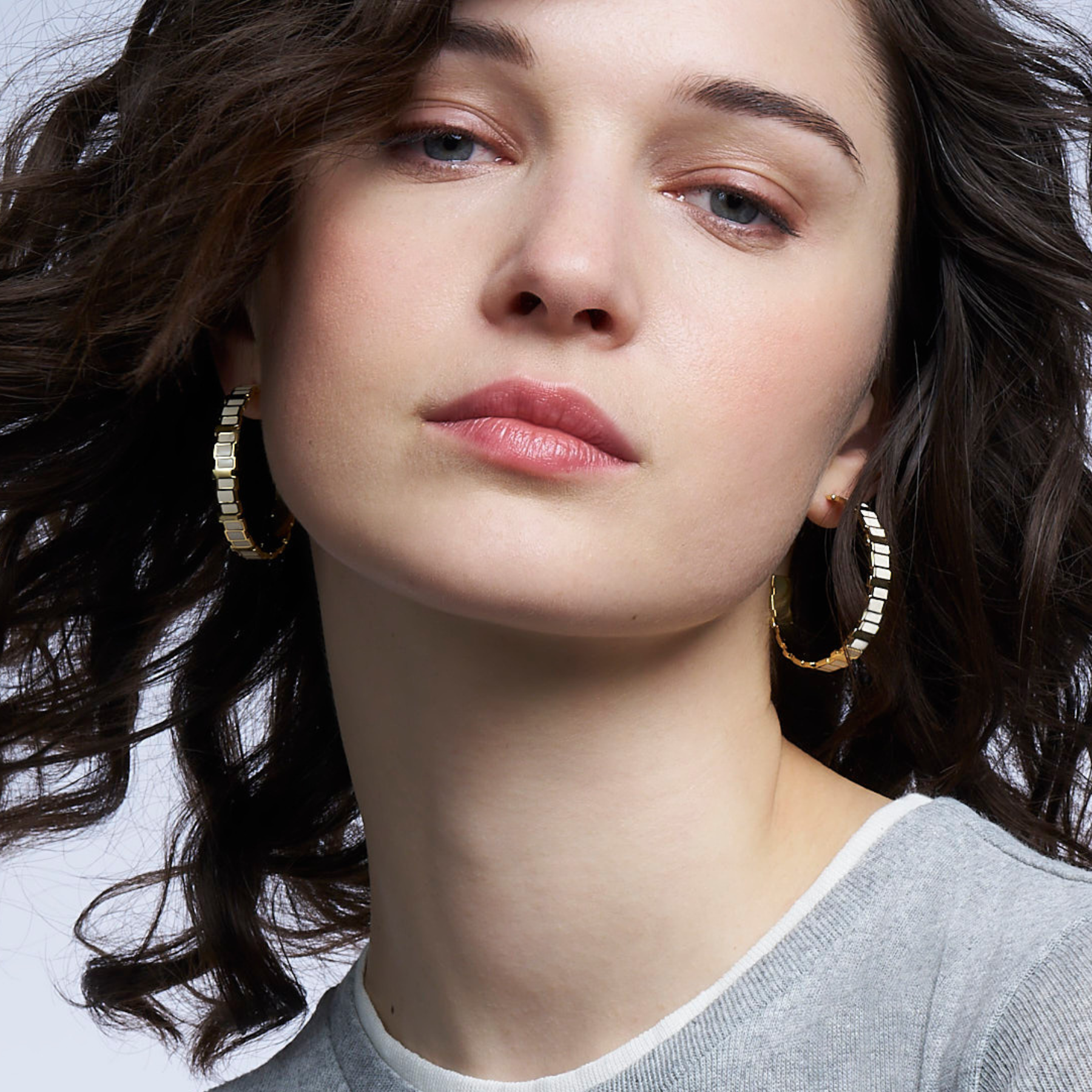 Inès Multicolor Creoles - Sand White