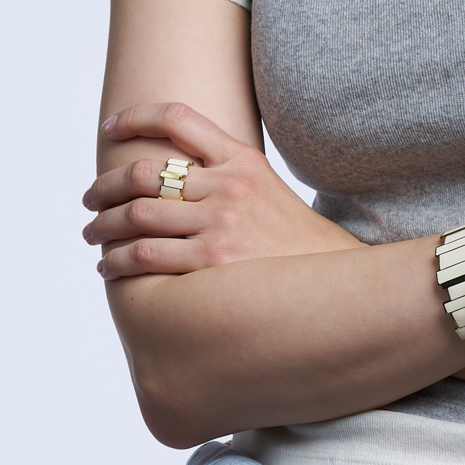 Bague Inès Multi - Blanc Sable