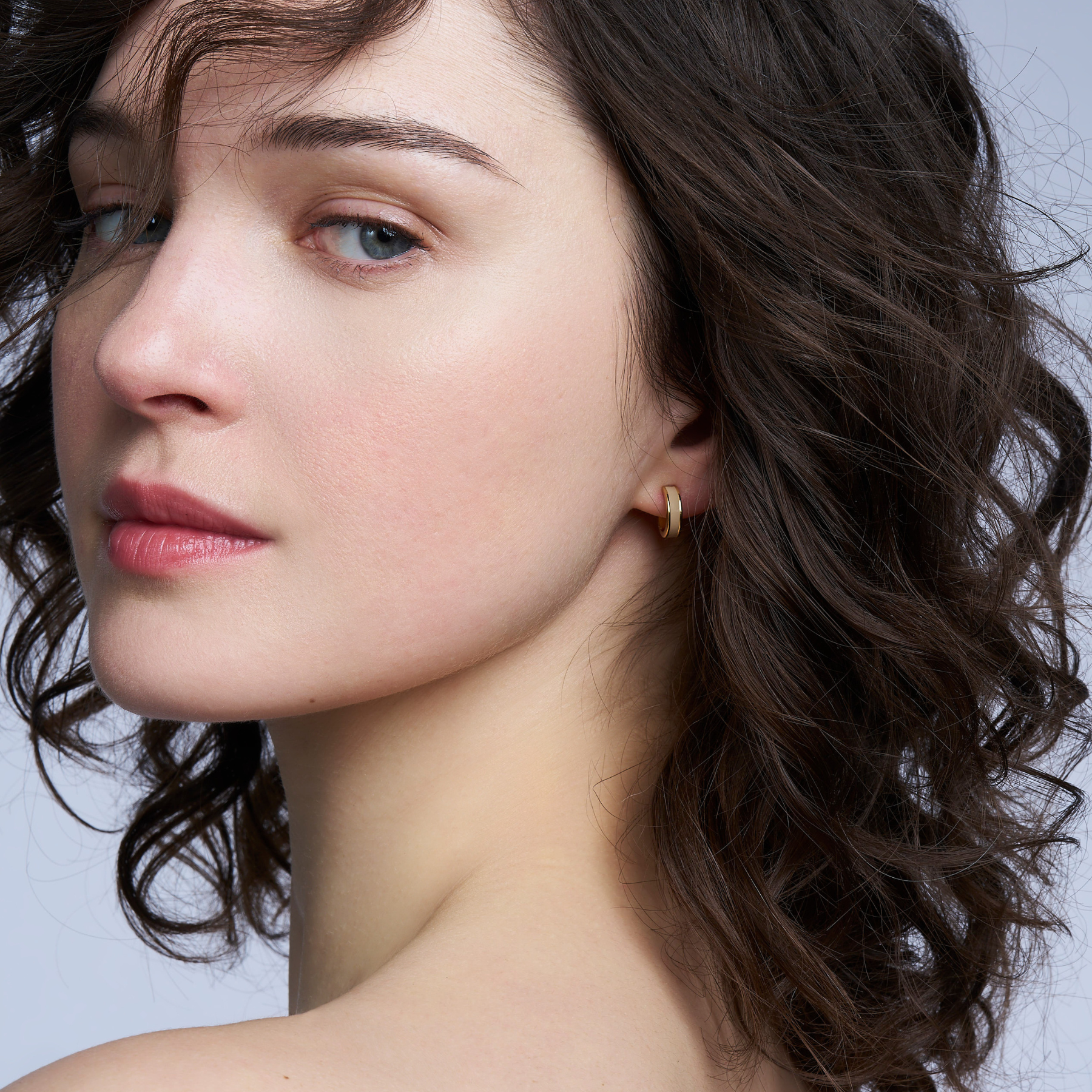 Mini Créoles Bangle - Beige Mastic