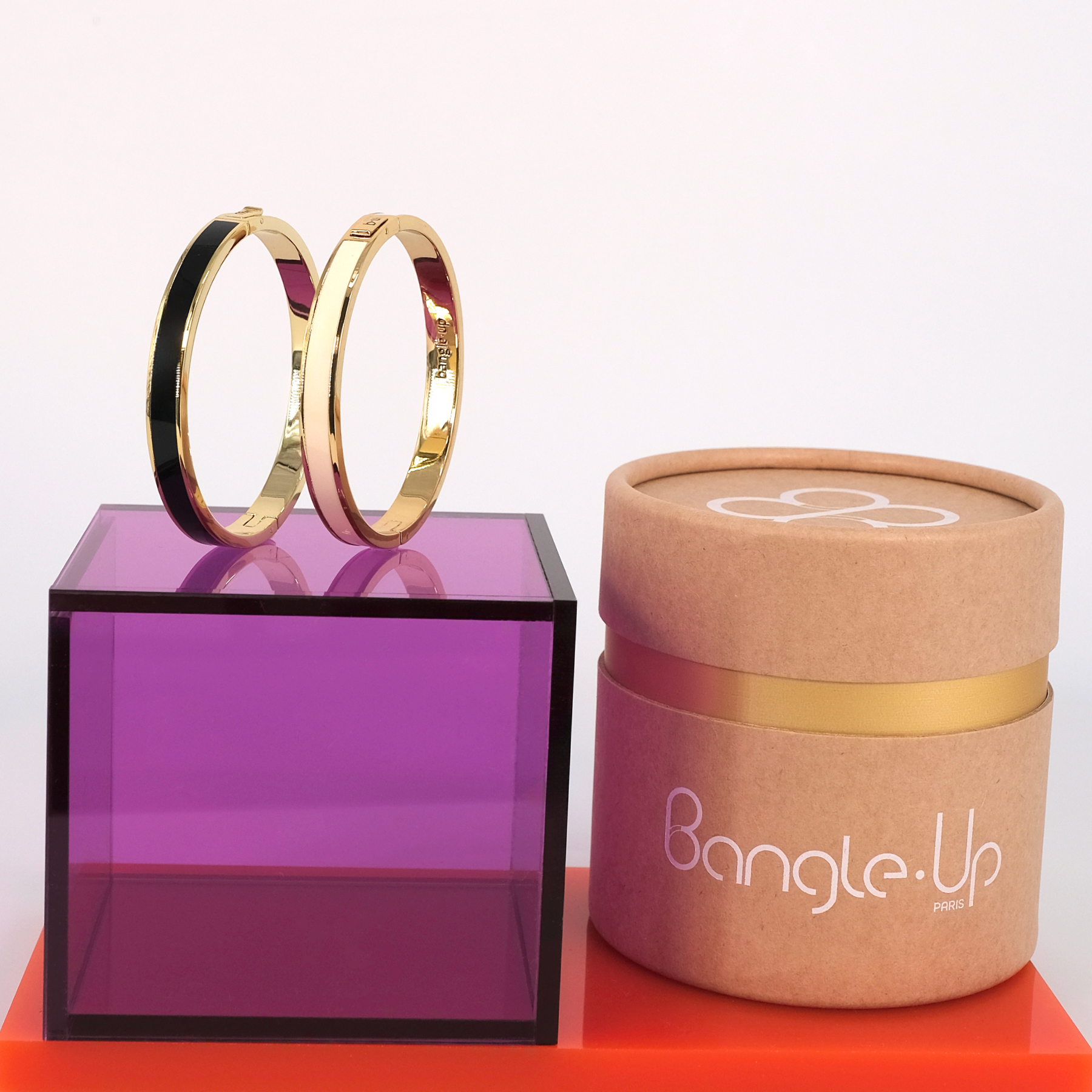 Box of 2 Bangles - Sand White / Black