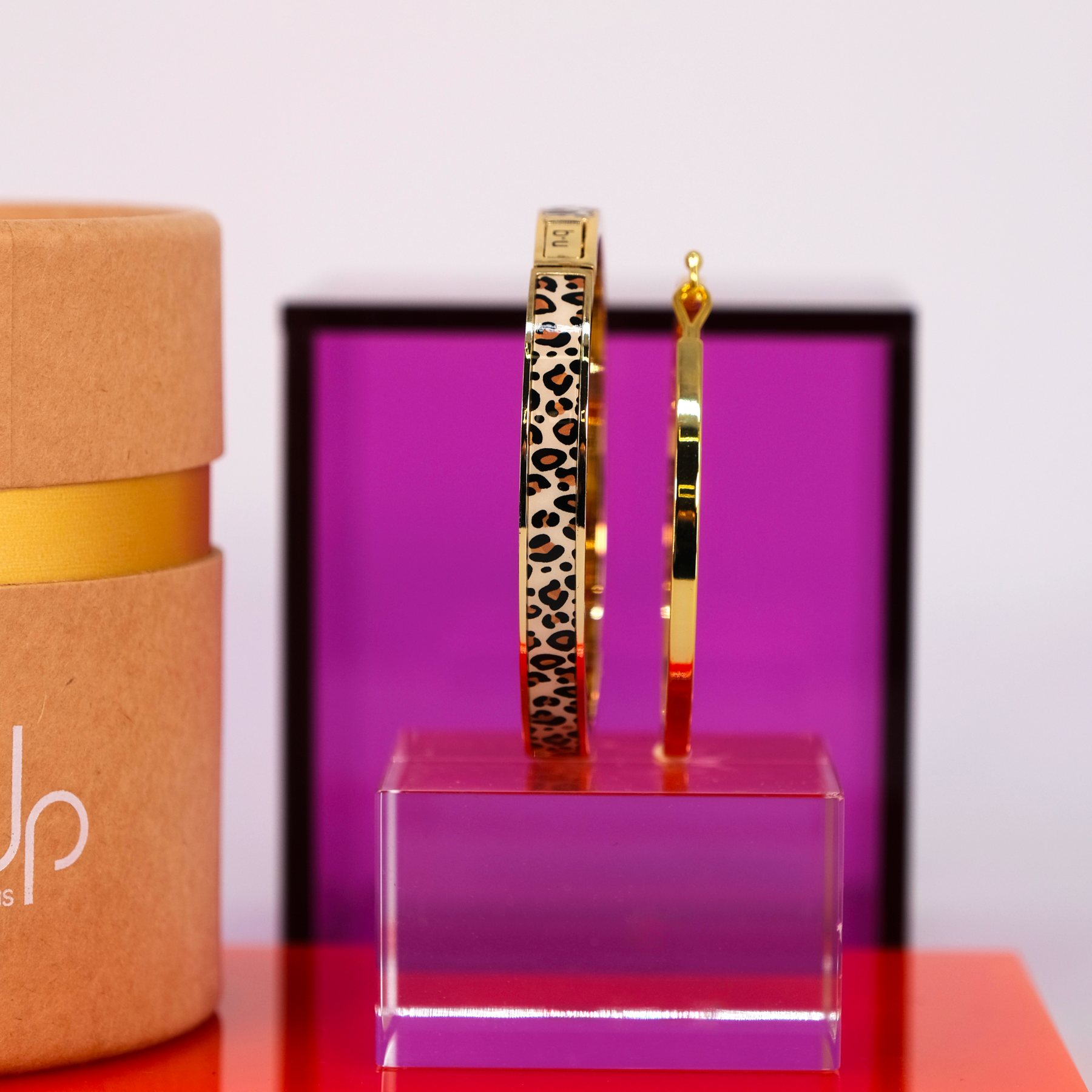 Tina Bracelets and Lily Bracelet Box - Leopard / Light gold