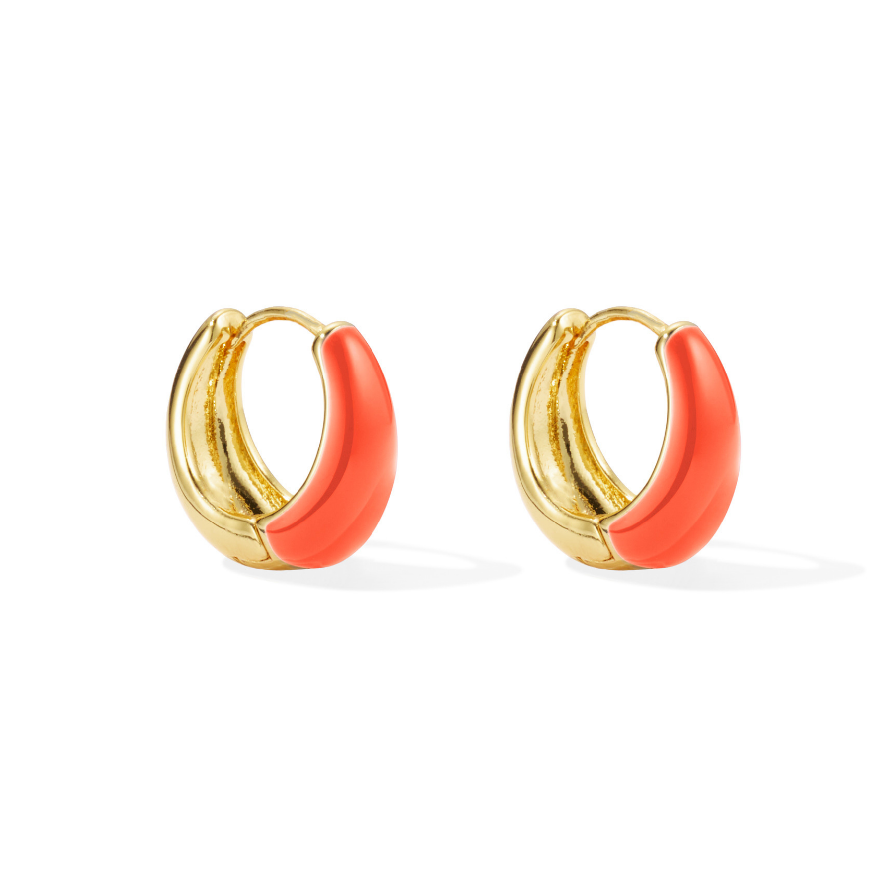 Curved Hoop Earrings - Tangerine Orange
