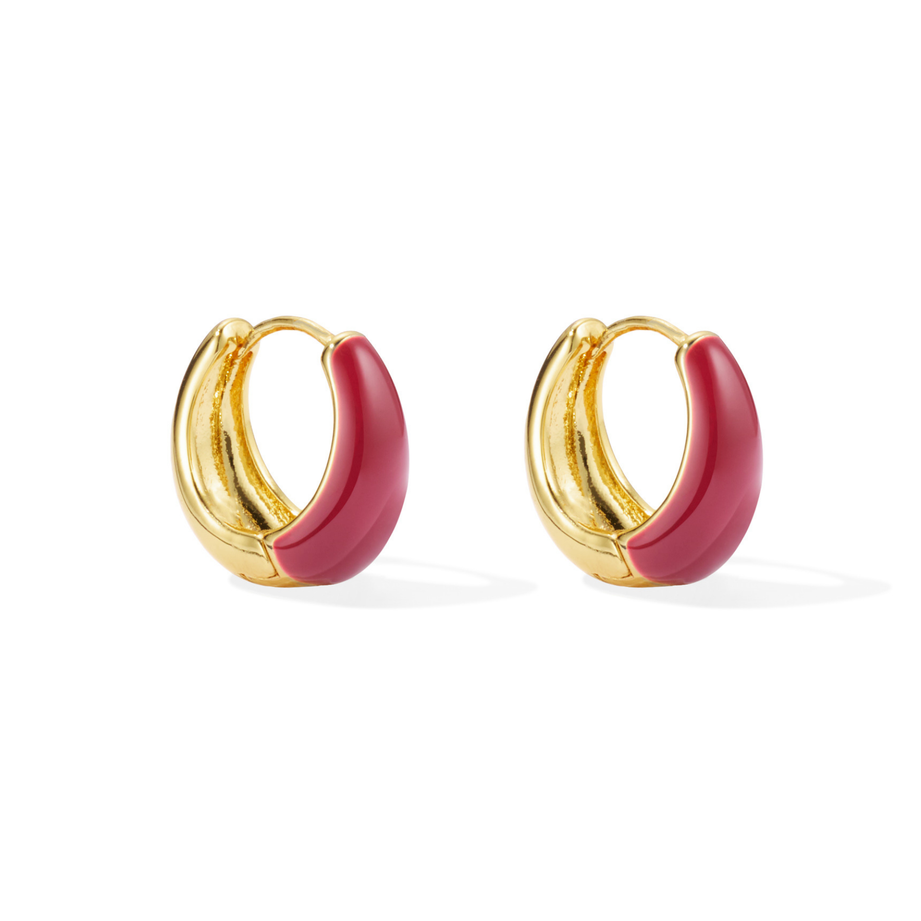 Curved Hoop Earrings - Pomegranate