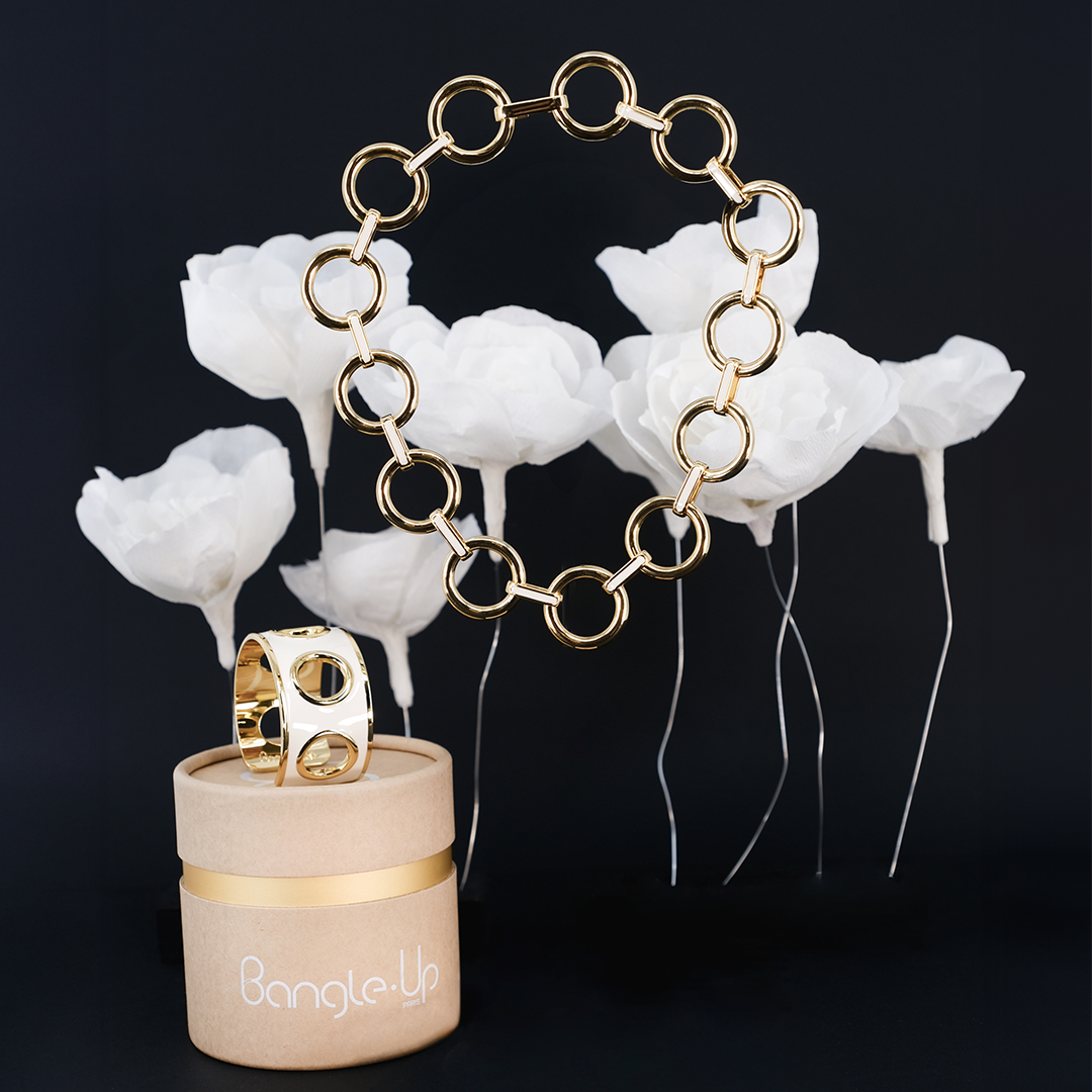 Coffret Collier et Manchette EYELET - Blanc Sable