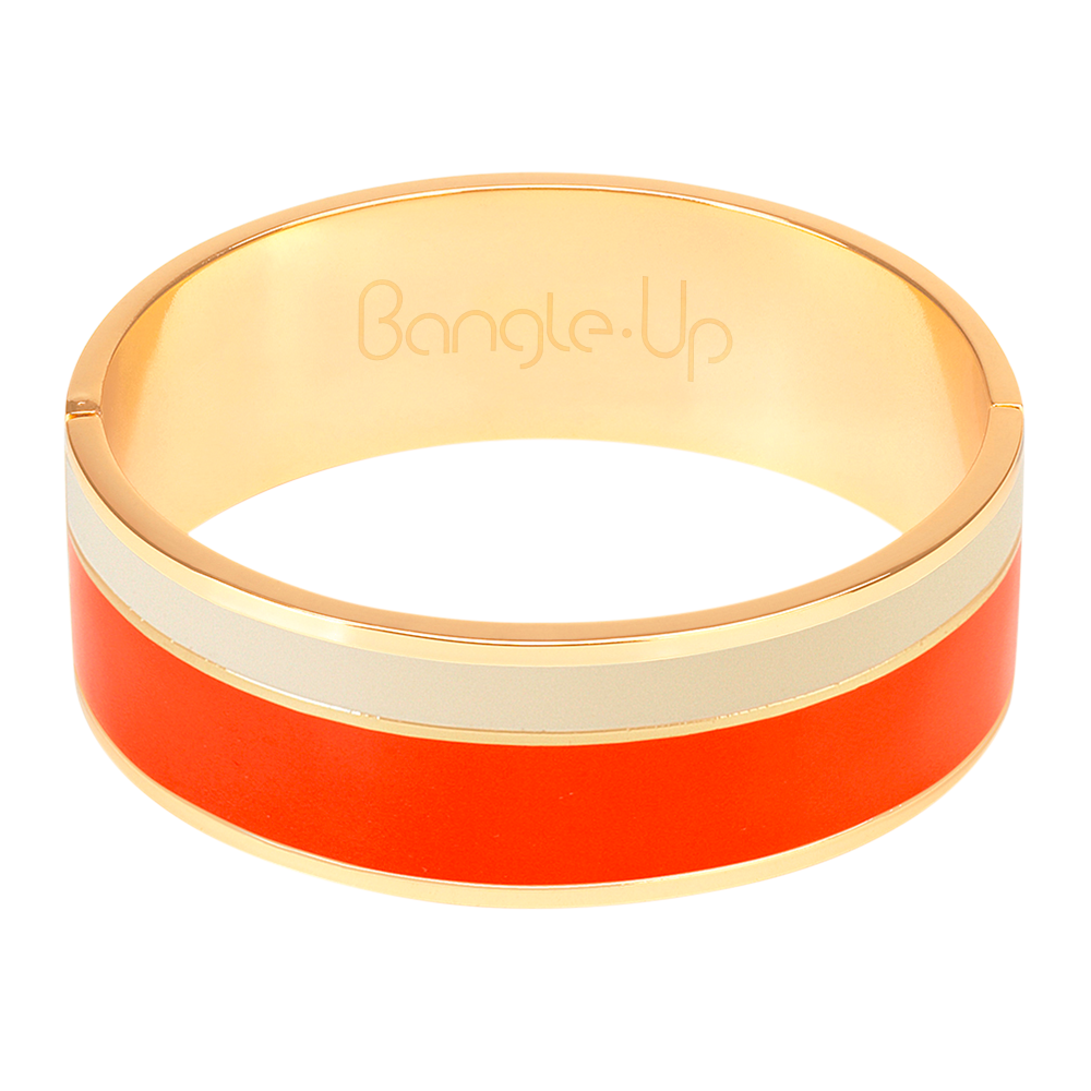 Bracelet Vaporetto - Orange Tangerine / Blanc Sable - Bangle-Up 