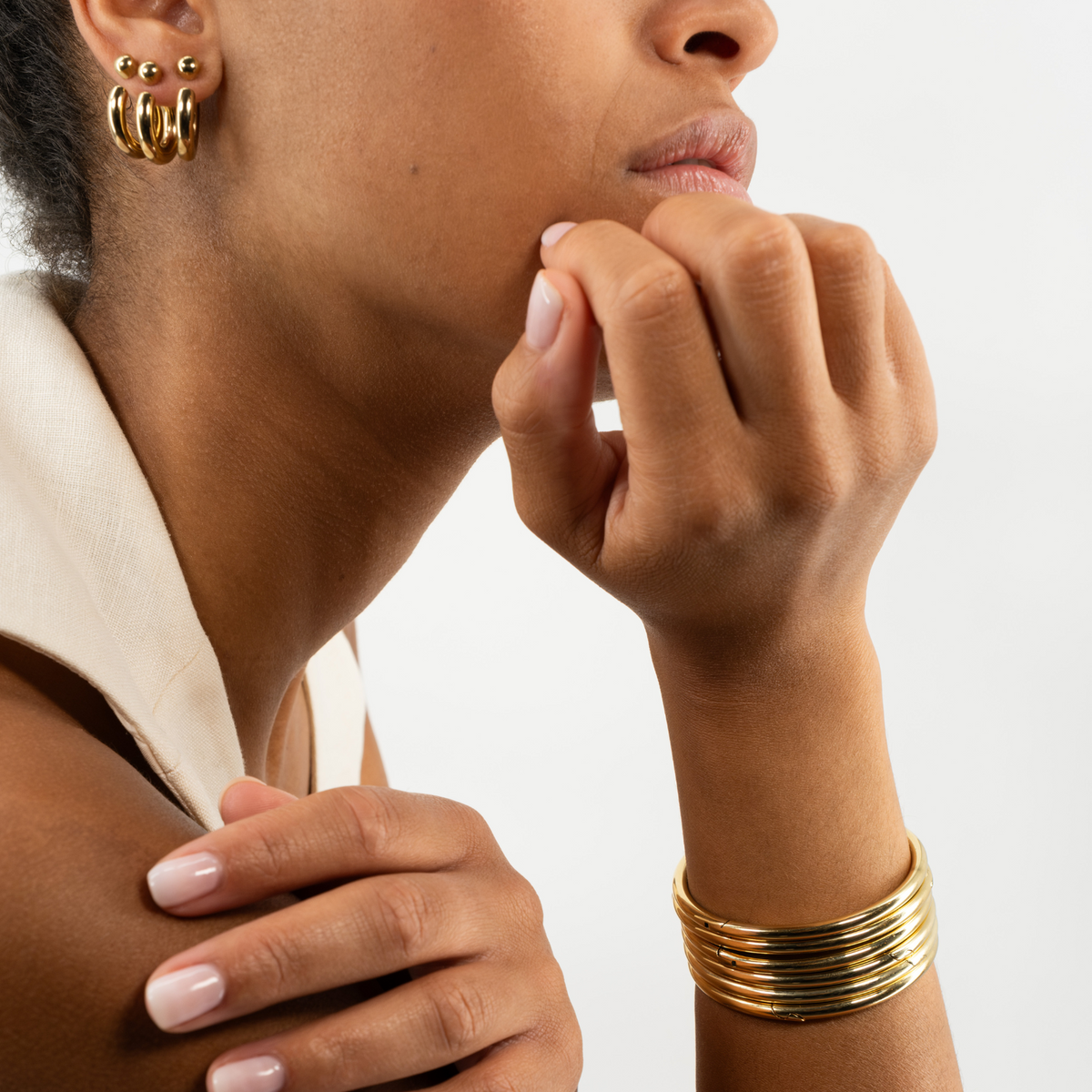 Bangle Up I Original gold ring bracelet I AN O bracelet Gold Light