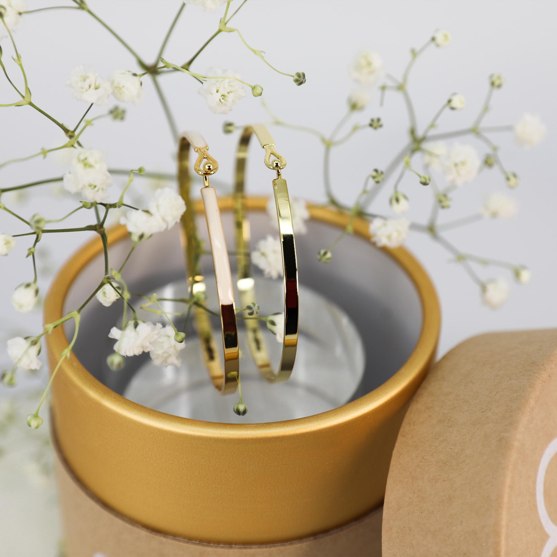 Box of 2 Lily bracelets - Sand white / Light gold