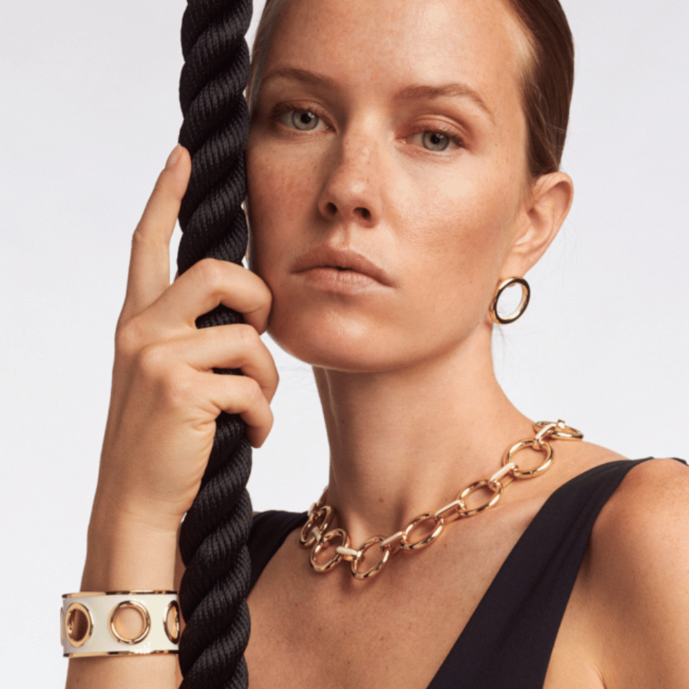 Women s Gold and White Stud Earrings EYELET I Bangle Up Hoop Earrings