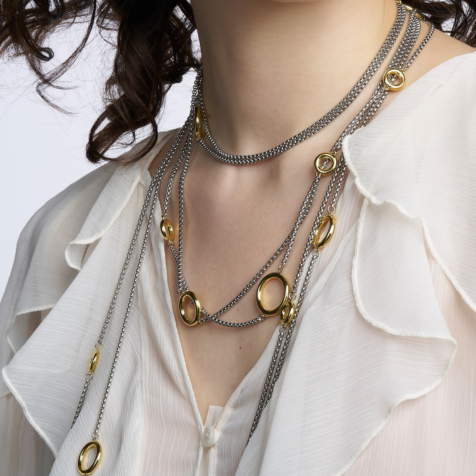 EYELET Long Necklace - Two-tone