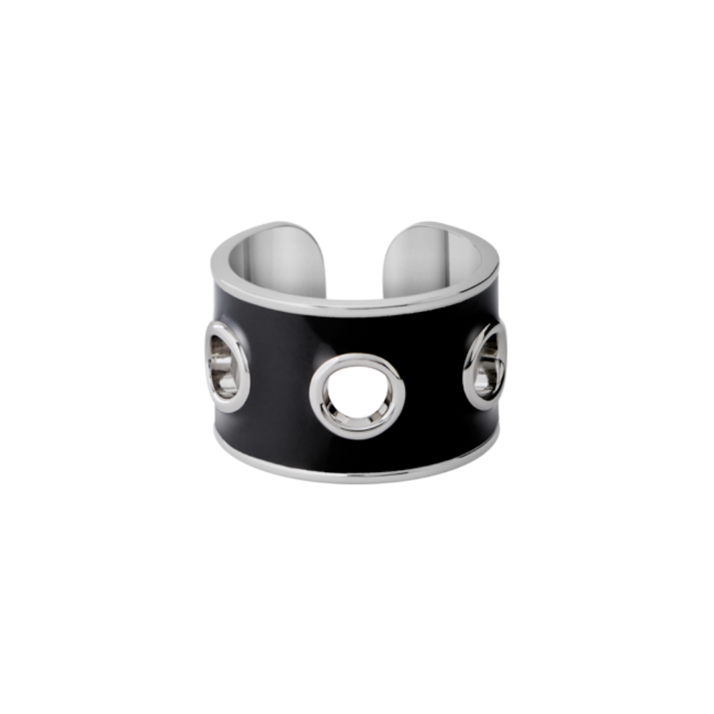 EYELET Ring - Silver and Black