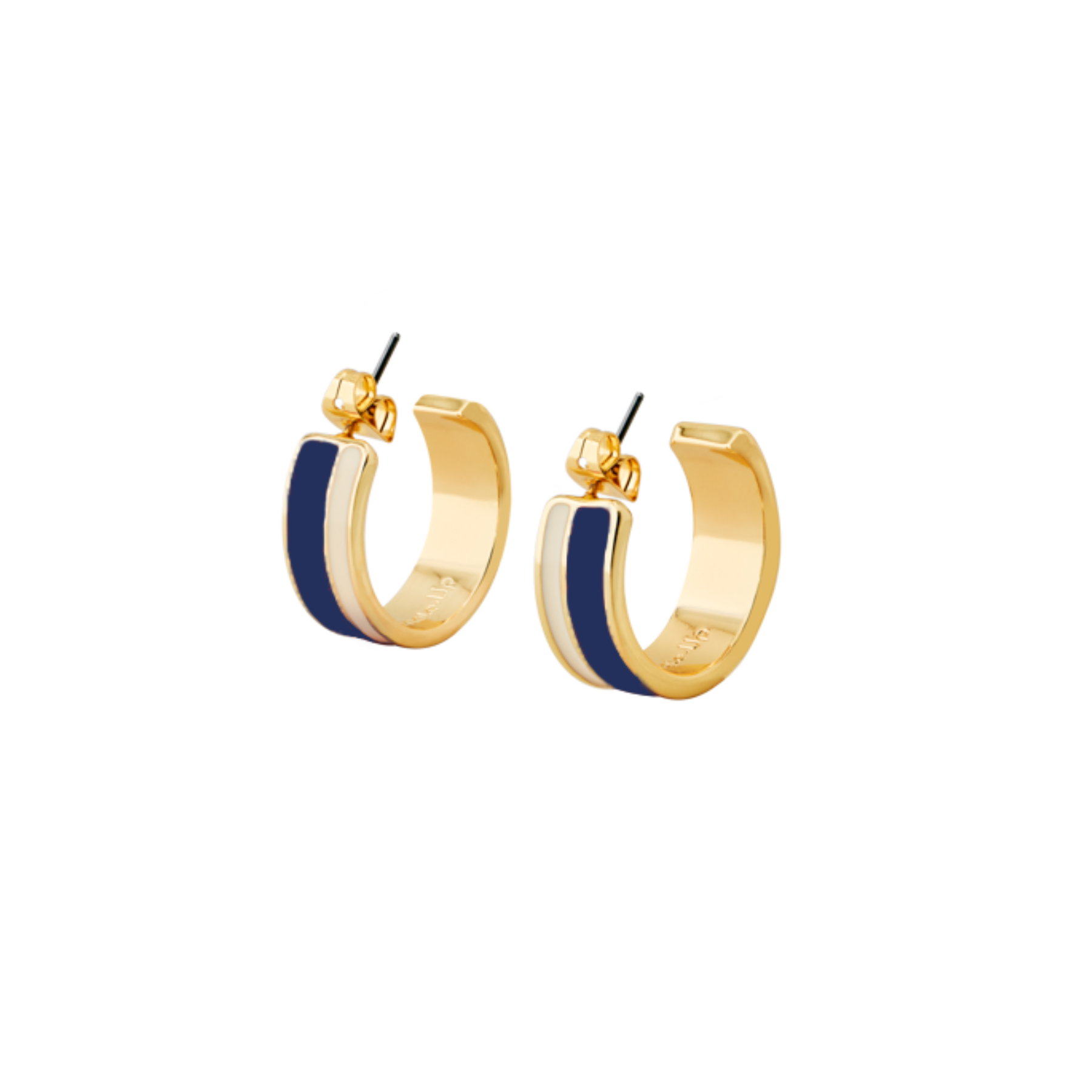 Vaporetto Hoop Earrings - Sand White / Navy Blue