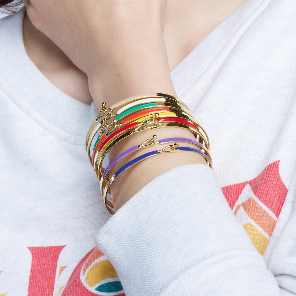 Bracelet fin violet et or femme I Bracelet Lily Deep Purple I Bangle-Up