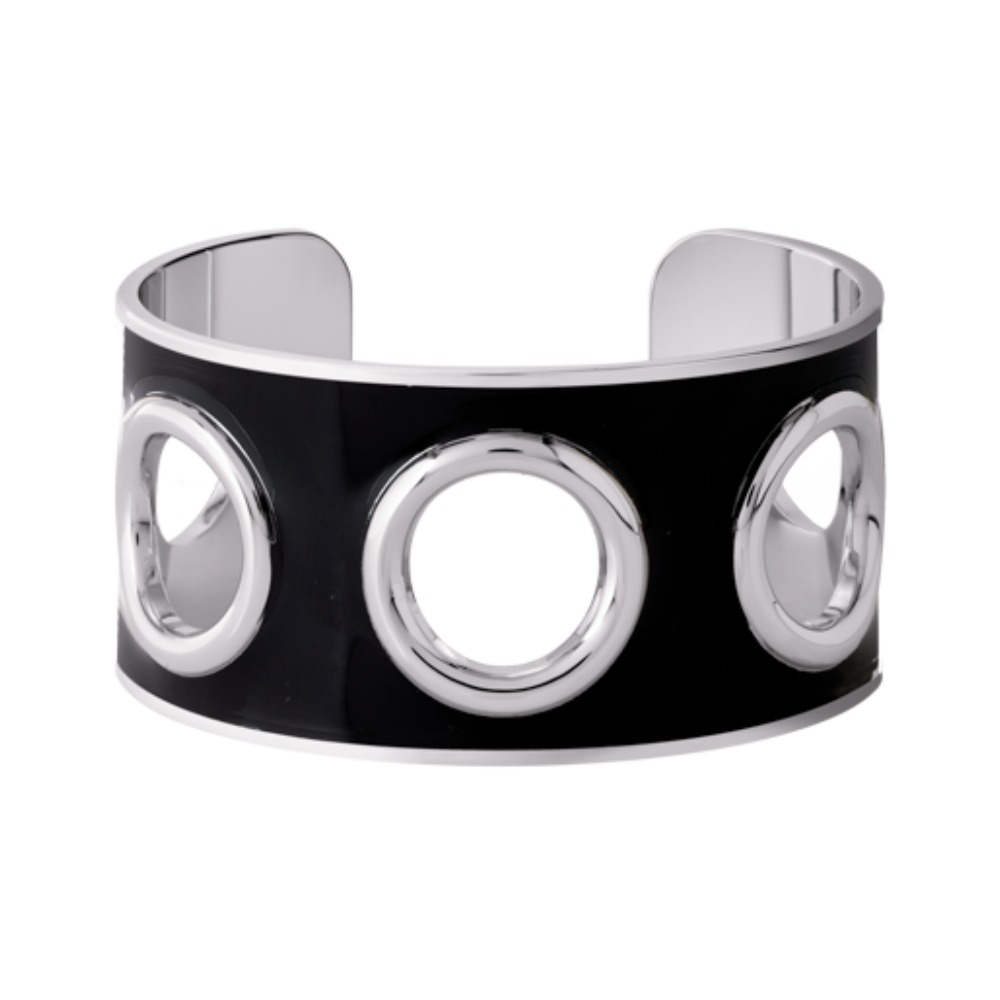 EYELET Cuff - Silver and Black