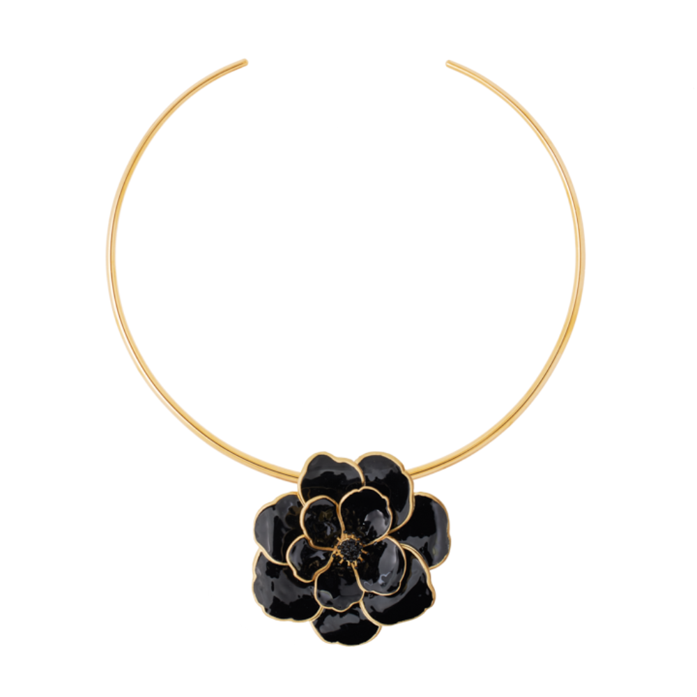 Collier Torque et son Pendentif Peony - Noir Carbon