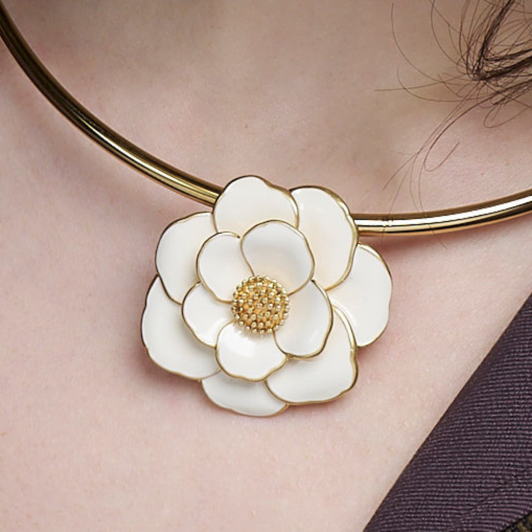 Mini Pendentif Peony - Blanc Sable