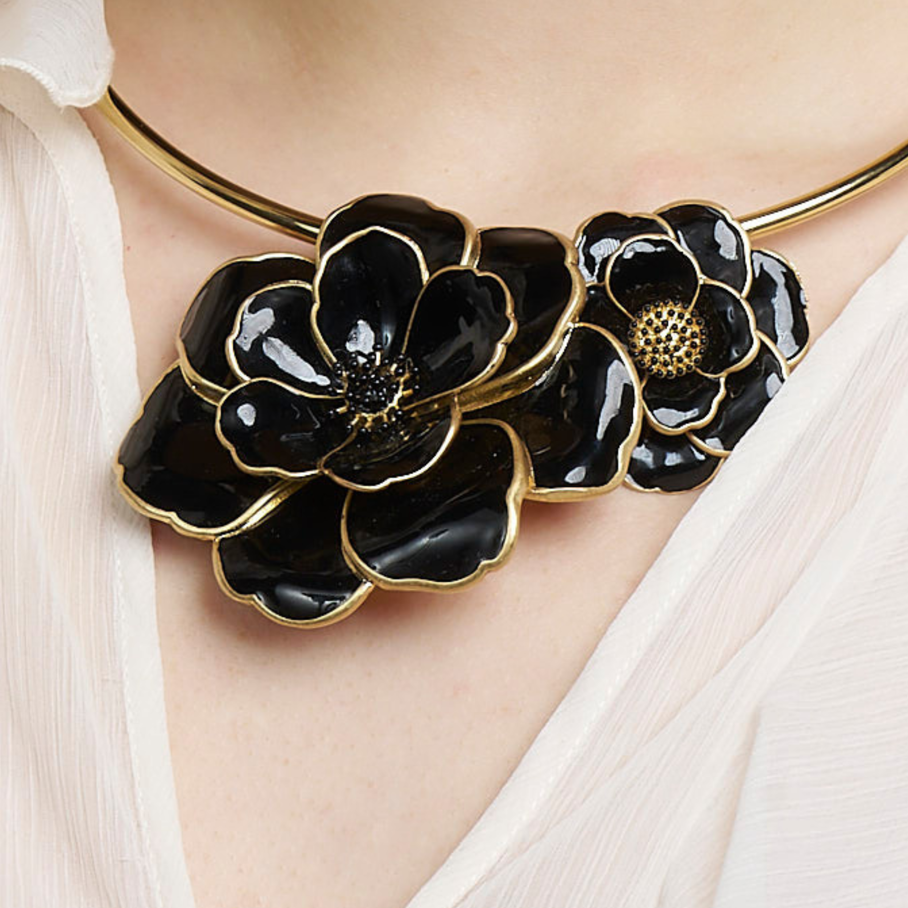 Mini Pendentif Peony - Noir Carbon