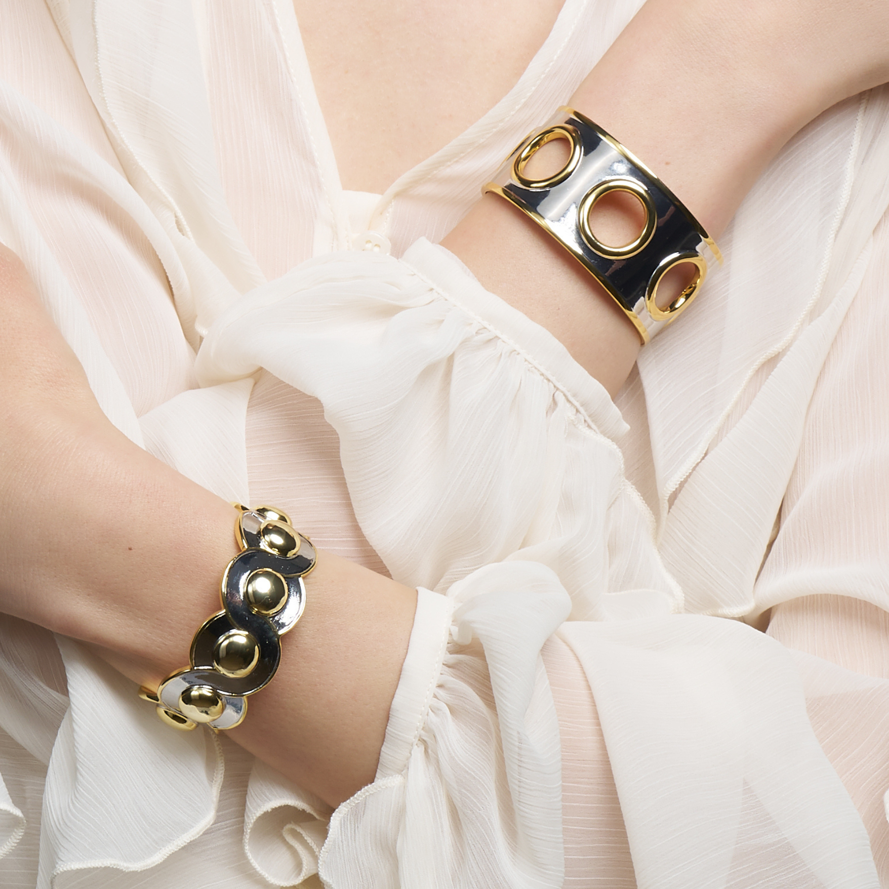 Moon bangle - Light Gold & Rhodium