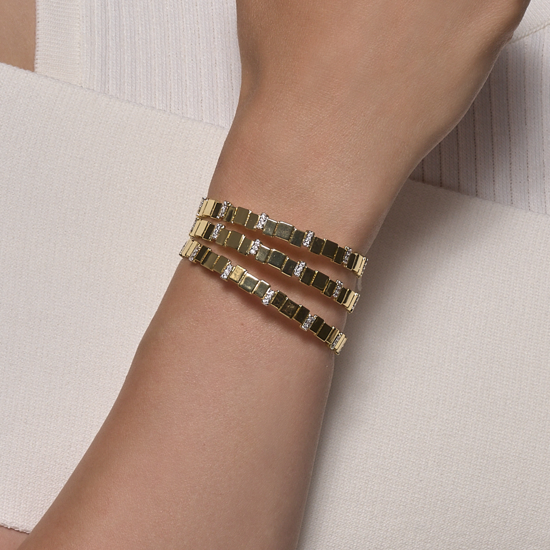 Inès Multi Thin Bangle - Light Gold